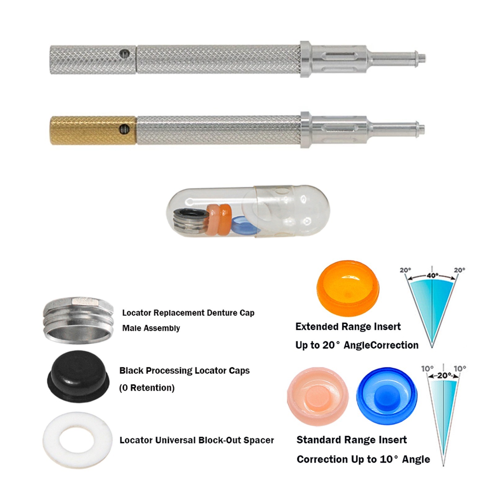 Locator Core Tool & Overdenture Retention Replacement Caps Insert 0.8/1.2/2.4lbs