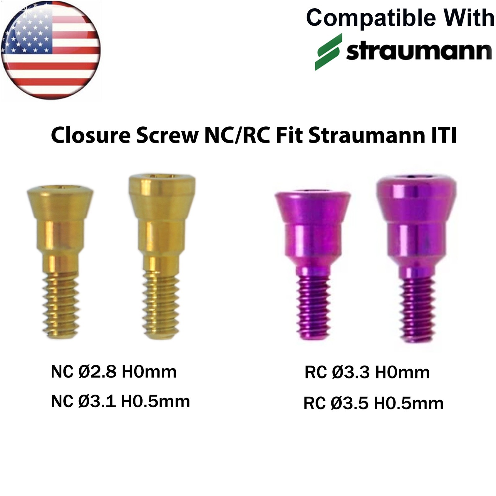 US Dental NC/RC Healing Abutment Healing Closure Caps Fit Straumann ITI BL BLT