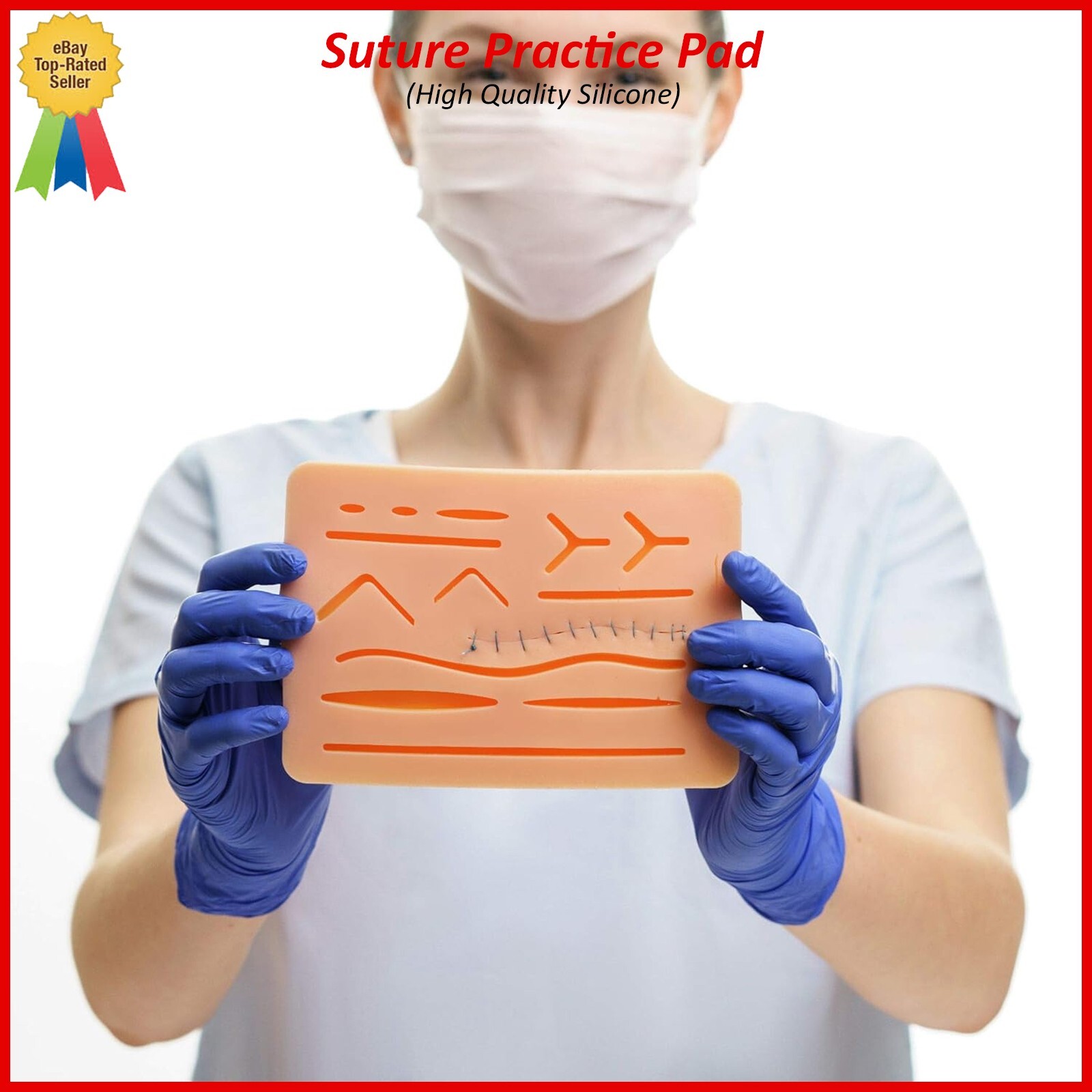 Medical Skin Suture Practice Silicone Pad Wound Simulated Surgical Training Kit