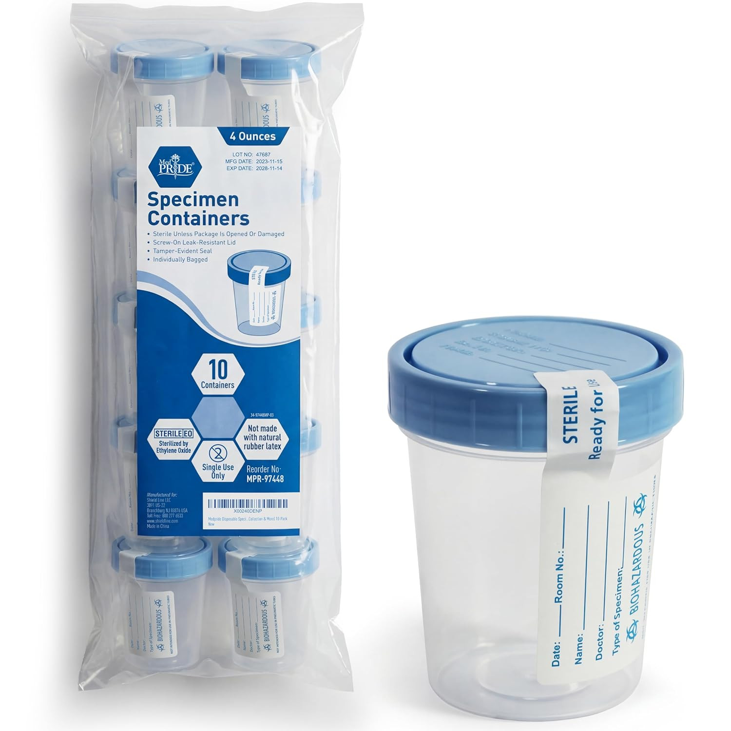 MED PRIDE Disposable Specimen Cups 10-Pack| High-Grade Silicone, Sterile, Indivi