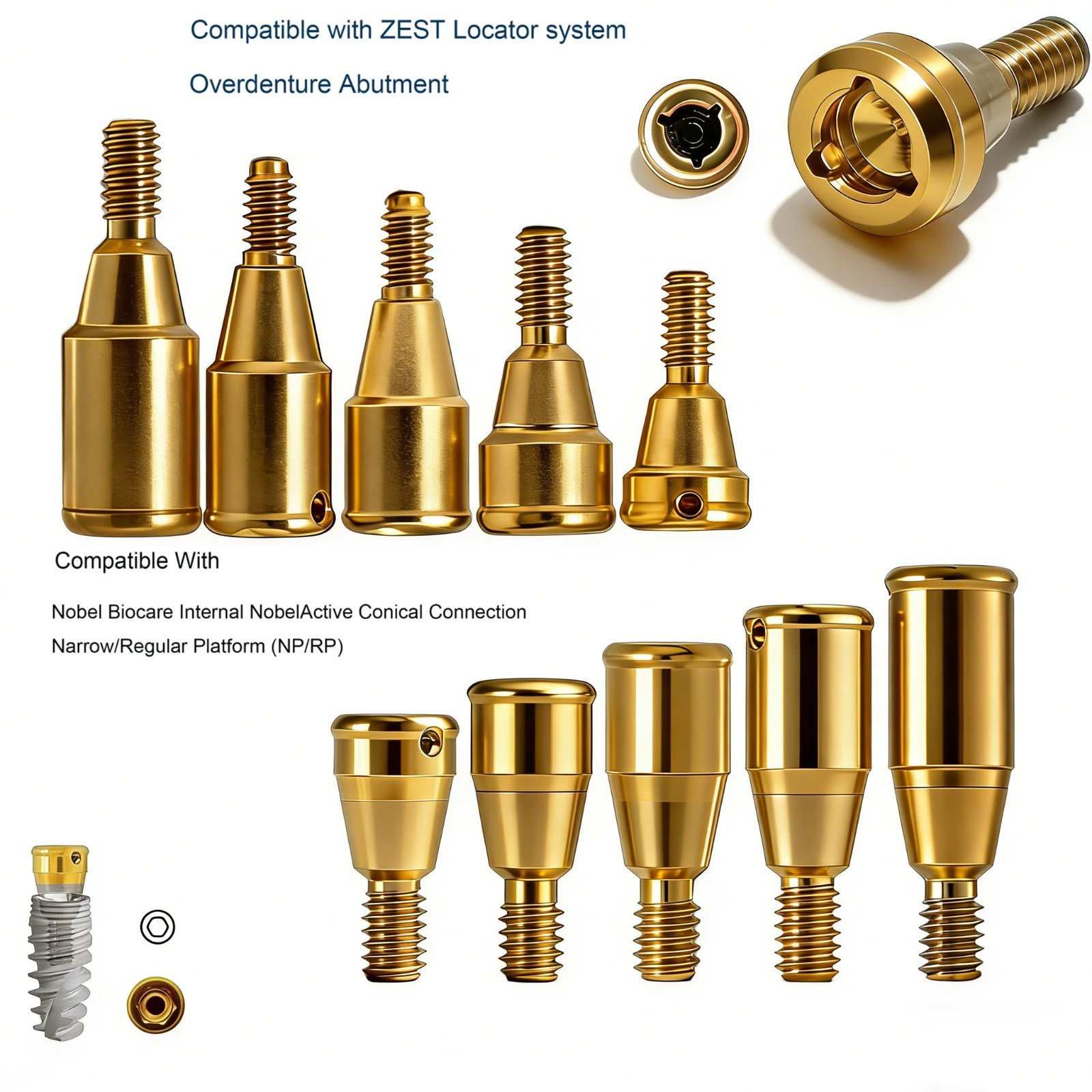 US Dental Locator abutment NP/RP Plarform fits Nobel Active Conical Connection