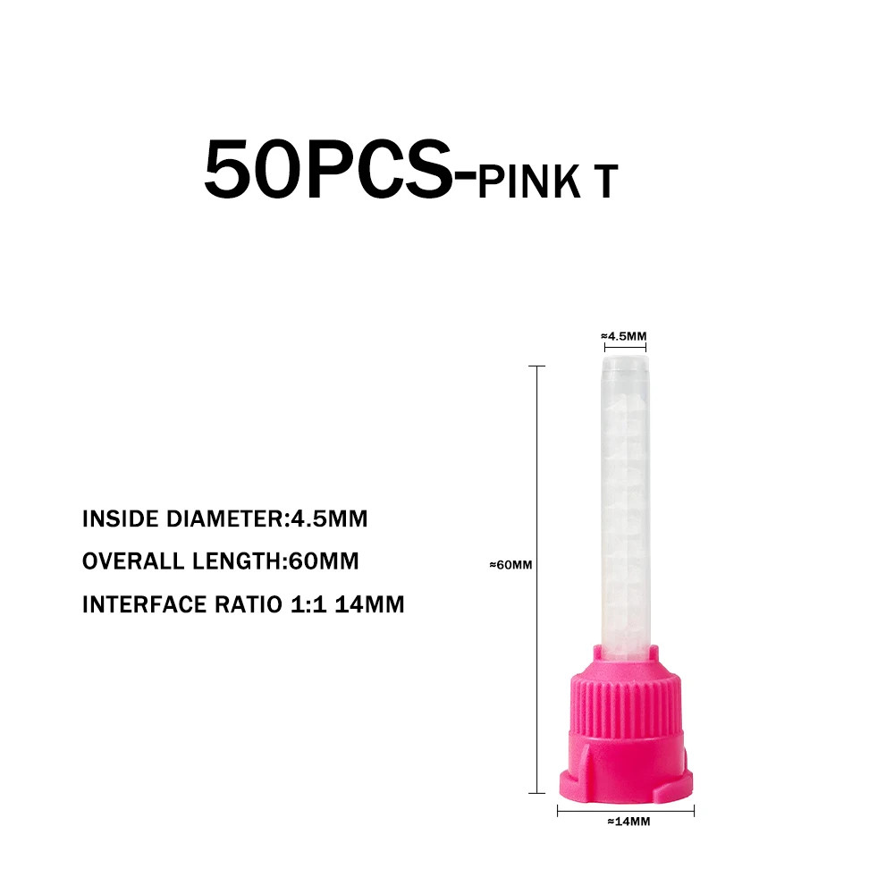 50pcs/pack Dental T Mixing Tips 1:1 Ratio Disposable Impression Mixing Tube