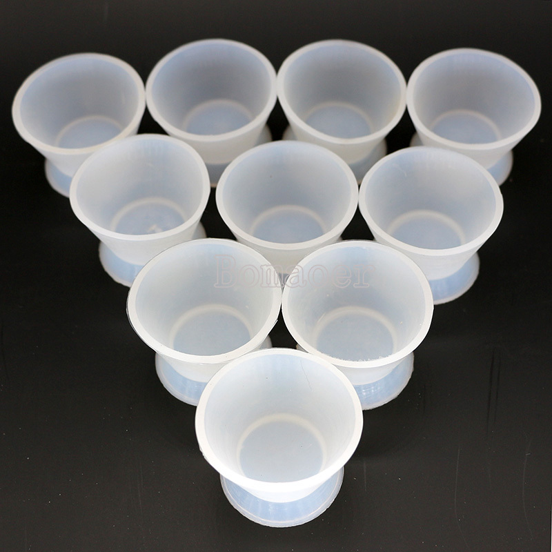 12 Pcs Dental Flexible Silicone Dappen Bowl Dish Mixing Cup White 7Ml Bomaoer