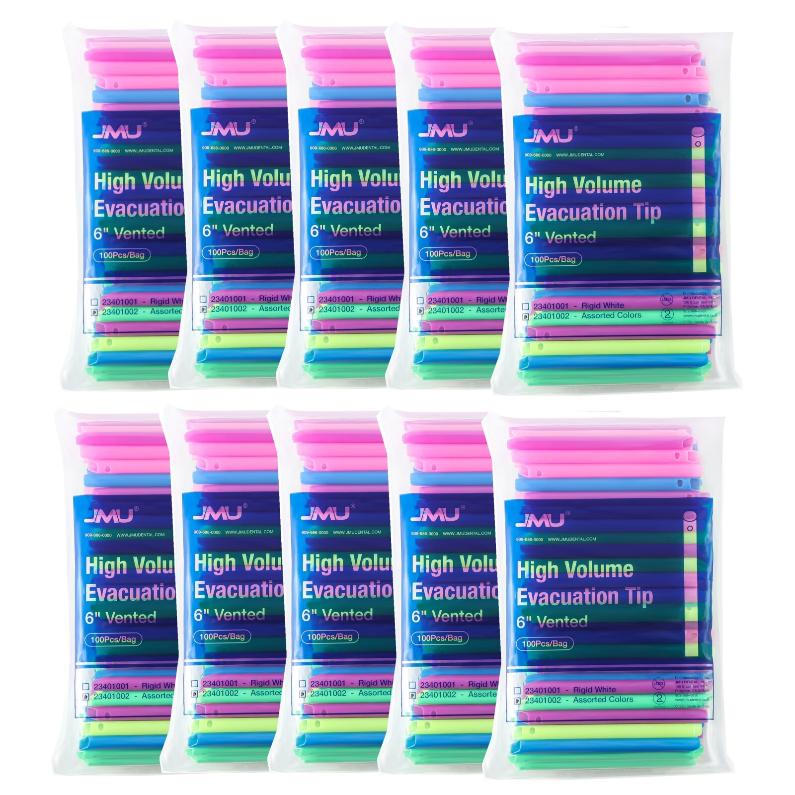 100pcs Dental HVE High Volume Evacuation Speed Suction Tips 6″ Vented Assorted