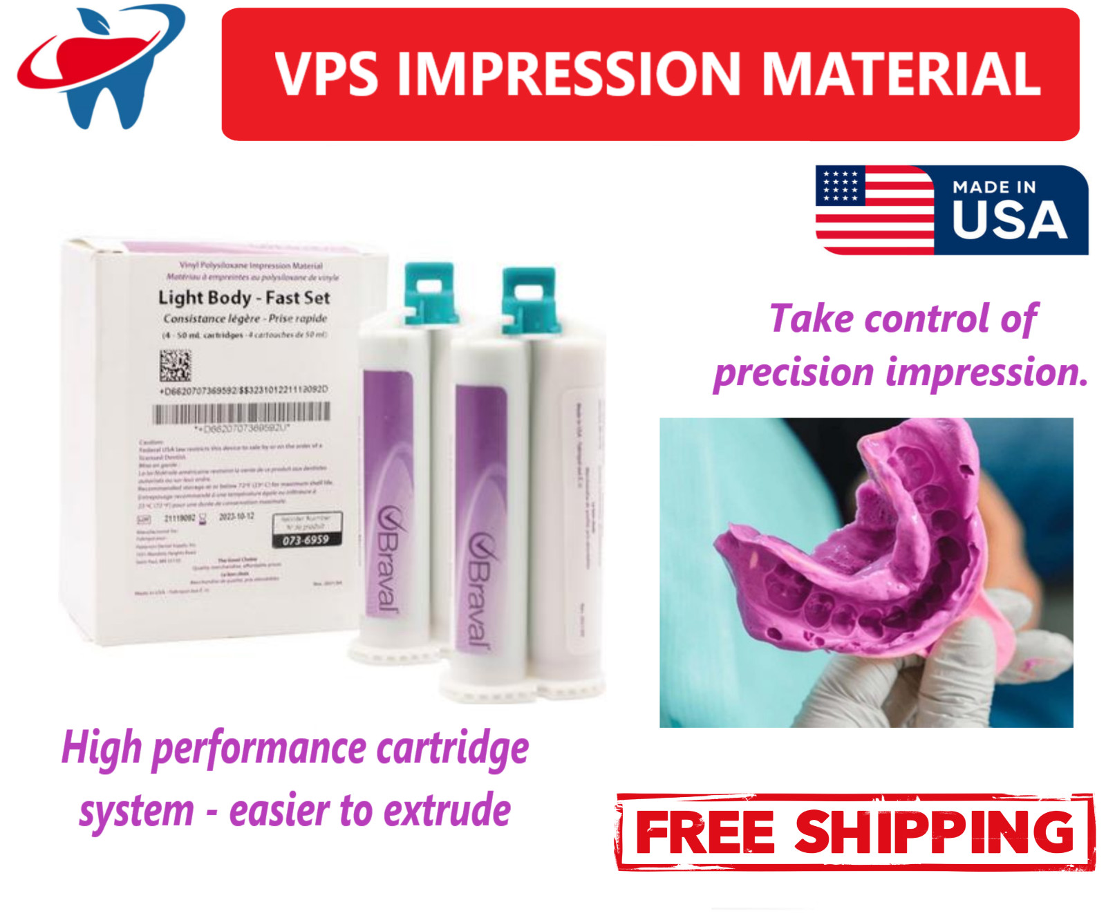 MARK3 Dental VPS Impression Material HEAVY BODY FAST SET Alginate made in USA