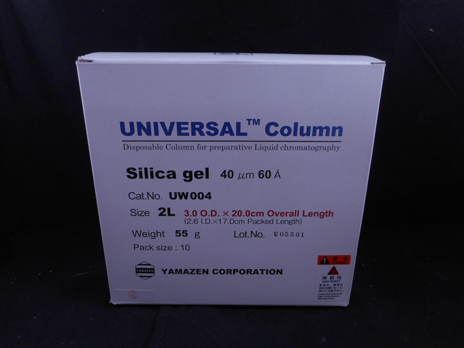 YAMAZEN CO. 40µm Universal Chromatography Column 2L Silica Gel UW004 10/PK