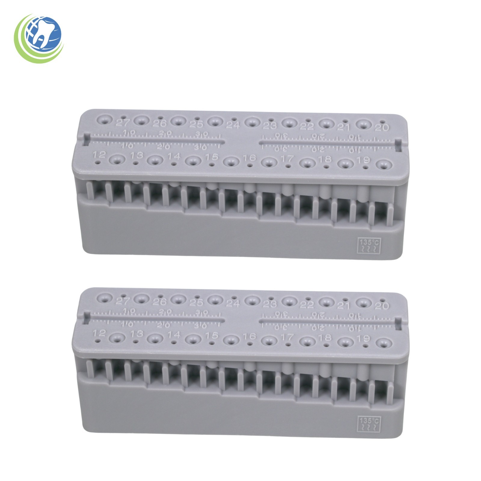 2 X Endo Measuring File Block Holder W/ Measuring Ruler Gray Autoclavable