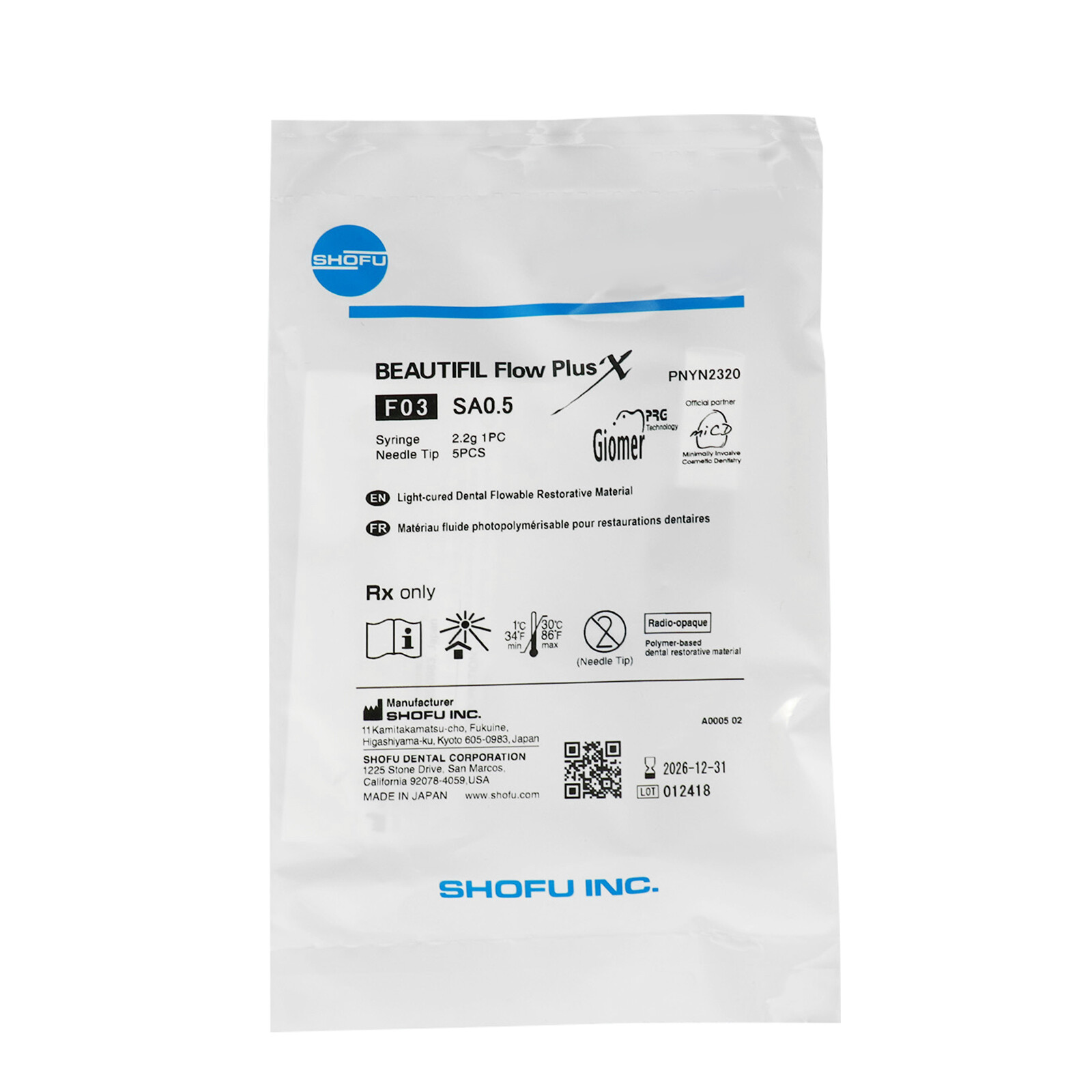 SHOFU Beautifil Flow Plus X F03 Light-cured Dental Flowable Restorative Material