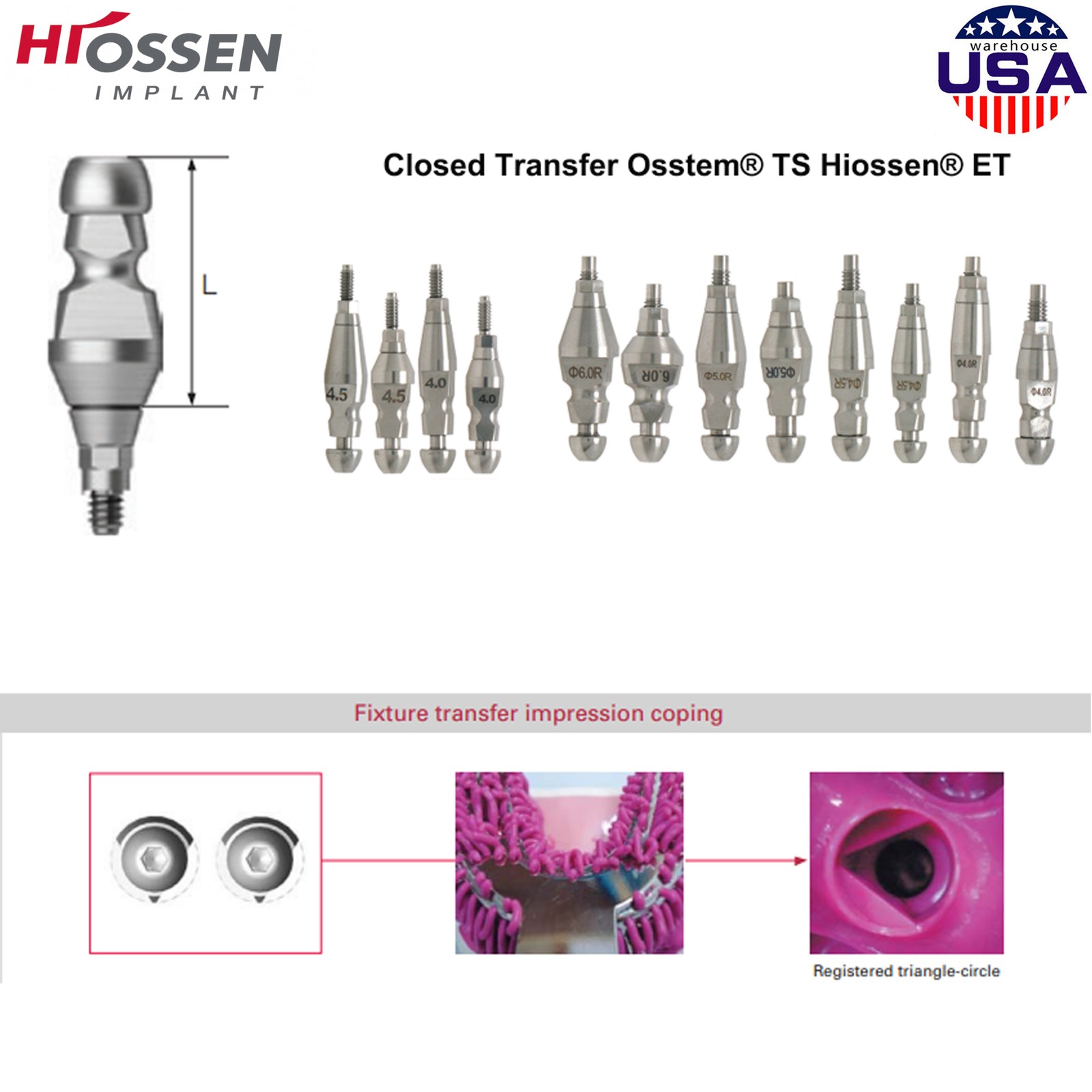 US Dental Locator Abutments Healing Impression Coping for Hiossen ET Osstem TS