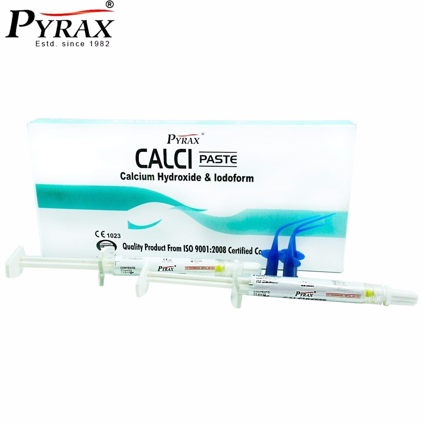 5 x Pyrax CALCI Paste Calcium Hydroxide with Iodoform Paste 2 x 3gm Syr Pack