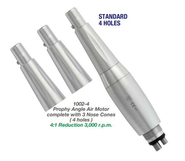 Premium Plus USA Hygenic Handpiece 4:1 Reduction 3000 RPM 4-Hole w/ 3 Nose Cones