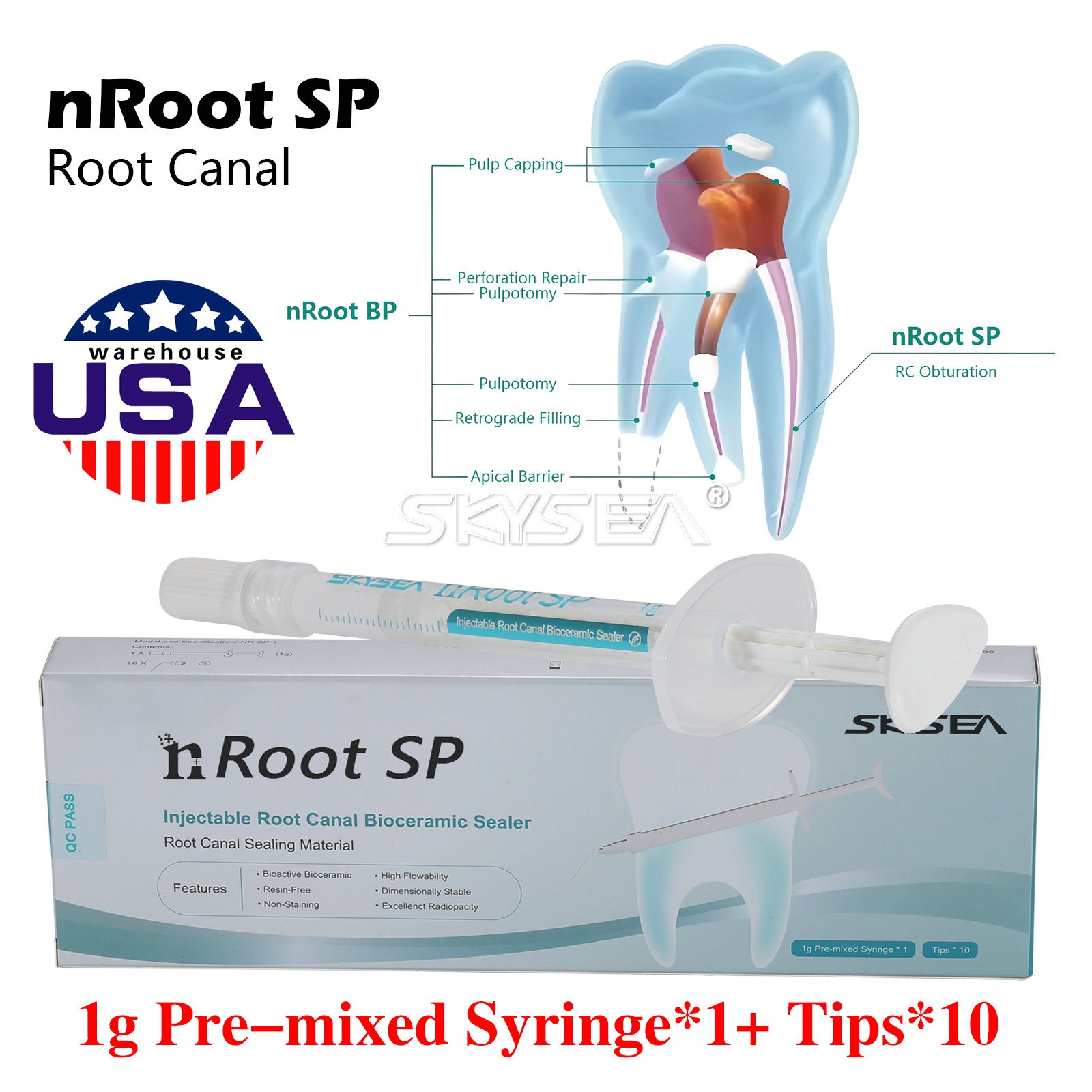 BC Sealer Bioceramic Root Canal Sealing bioceramic sealer SP 1g Syringe 10 Tips