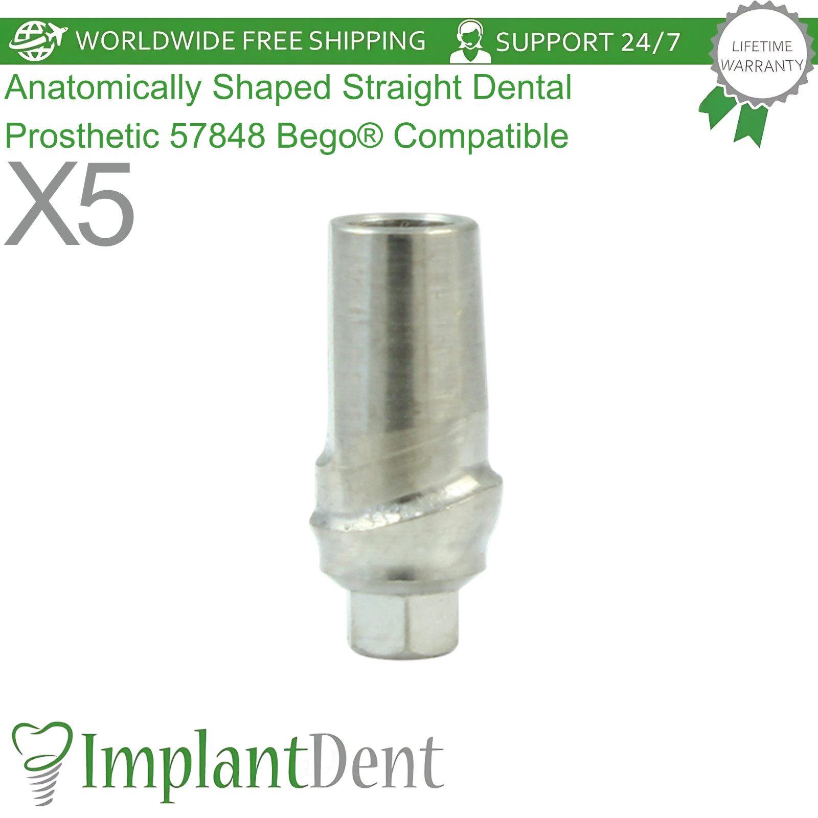 X5 Anatomically Shaped Straight Dental Prosthetic 57848 Bego® Compatible Ø4.1mm
