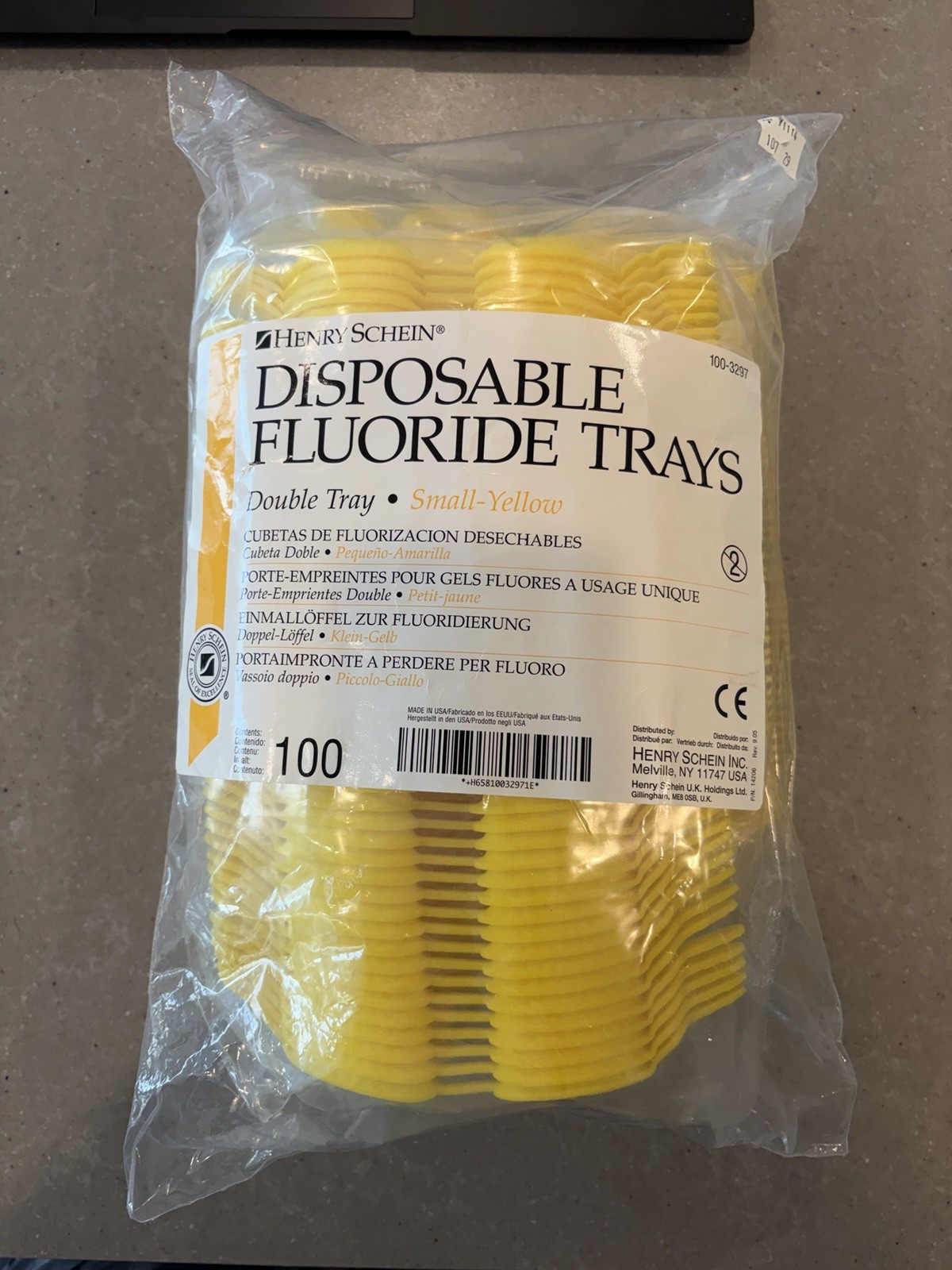 Henry Schein Dental Disposable Fluoride Trays Small Yellow 100x USA
