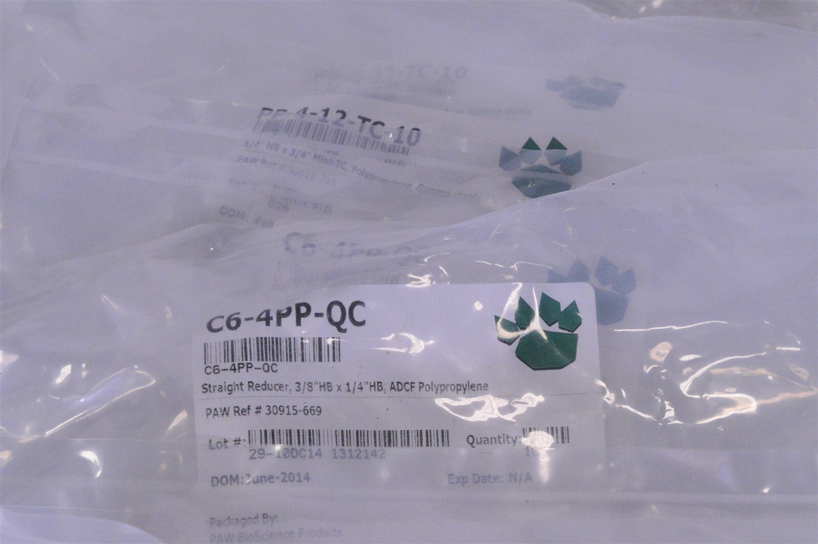 Lot of PAW BioScience Polypropylene Gaskets Mini-TC Caps Gamma-Stable