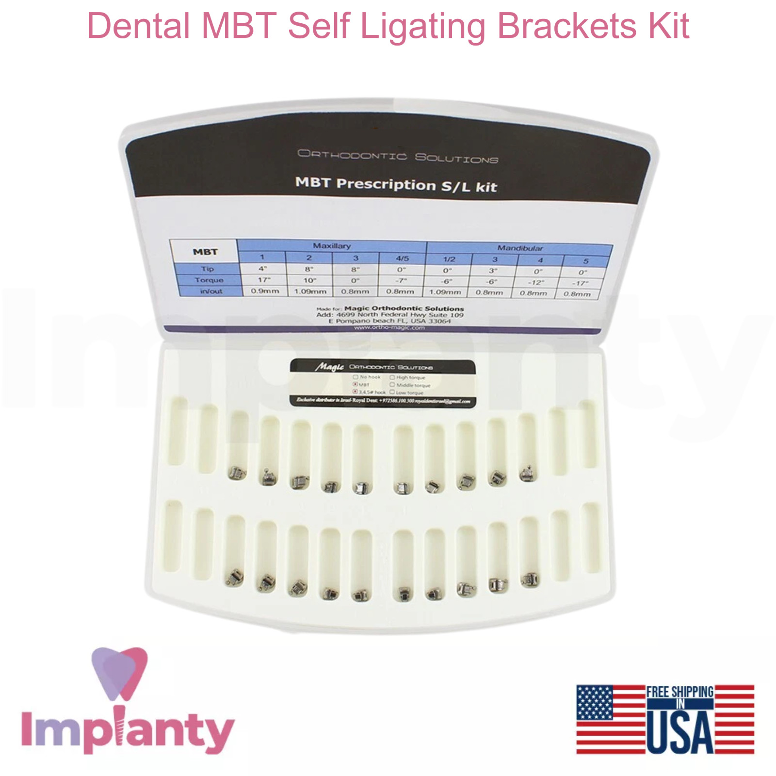 Dental MBT System Self Ligating Orthodontic Stainless Steel Brackets Kit 20pcs
