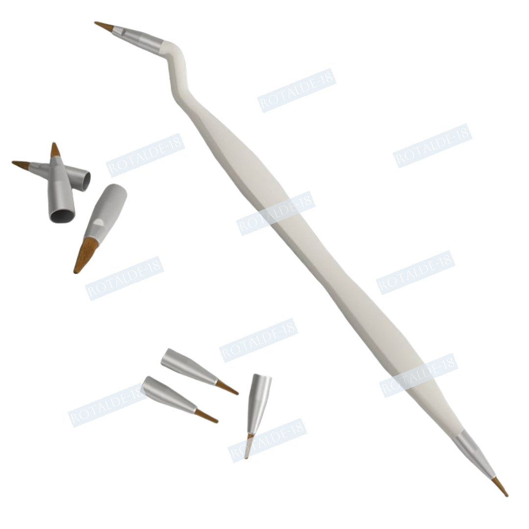 Dental Brush Pen Replaceable Brushes Tips Straight Curved Head Mini Micro Brush