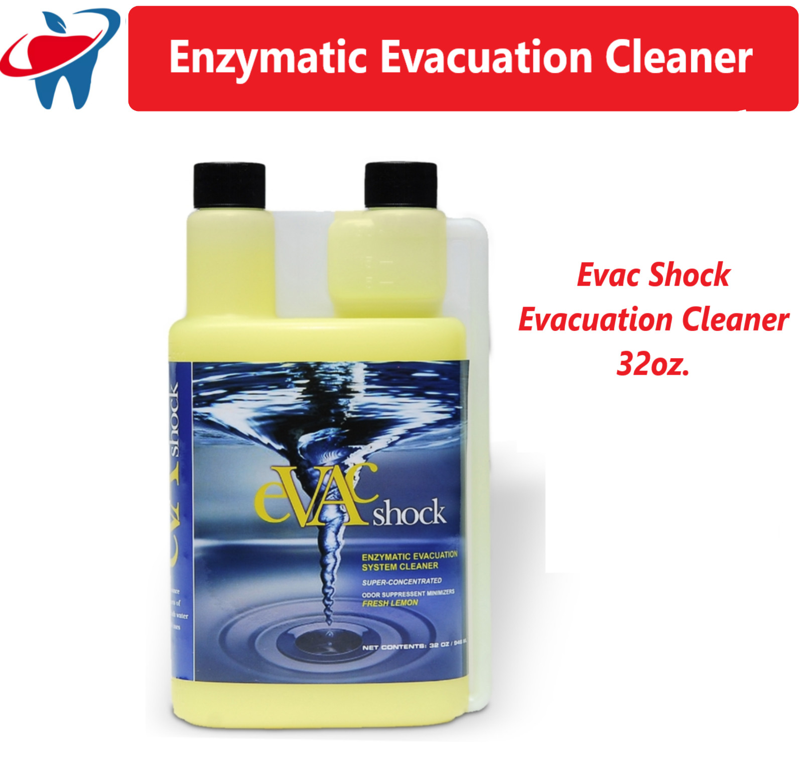 Dental Evac Shock Evacuation Line Cleaner Enzymatic, 32oz Lemon scent- Cory Labs