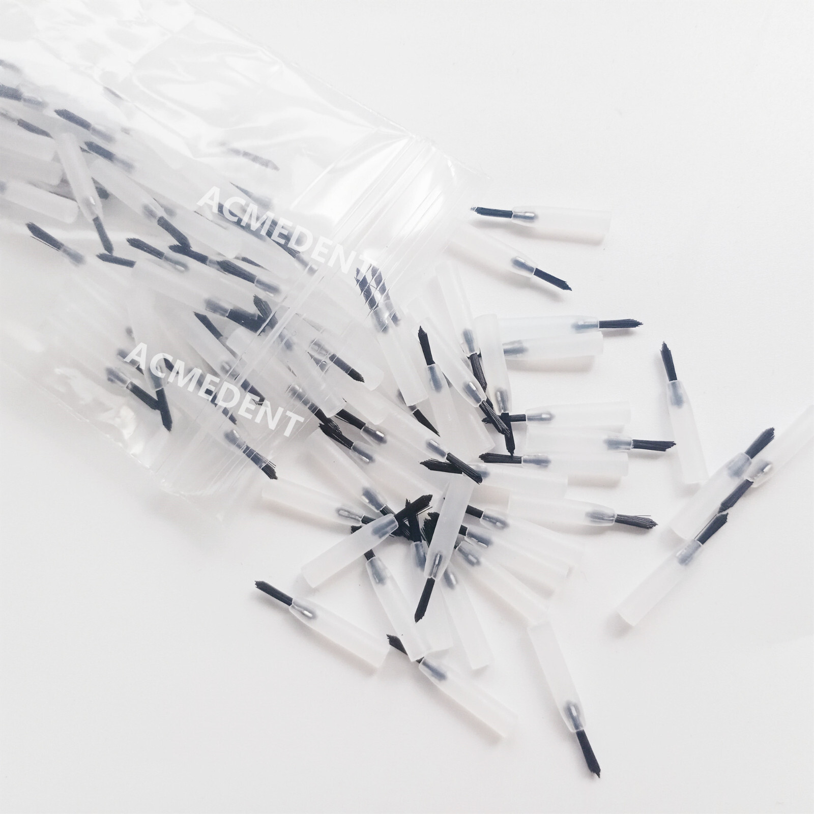 100Pcs/Pack New Dental Disposable Black Mini Brush Tips Applicator + Free Handle