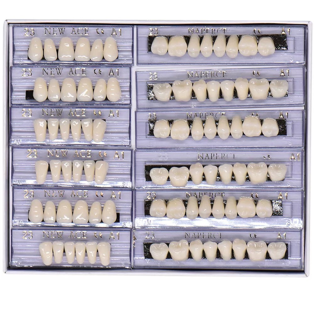 168Pcs Dental Acrylic Resin False Teeth 23# Shade A1 Denture Full Upper Lower US