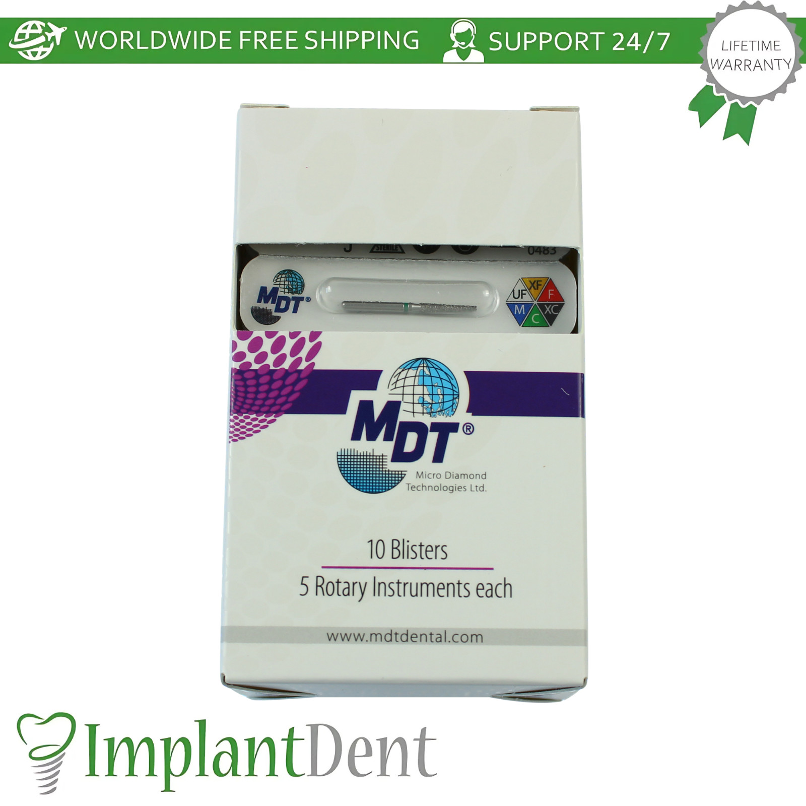 Dental MDT Flat End Taper 173 FG Diamond Burs Surface Shaping Restorative
