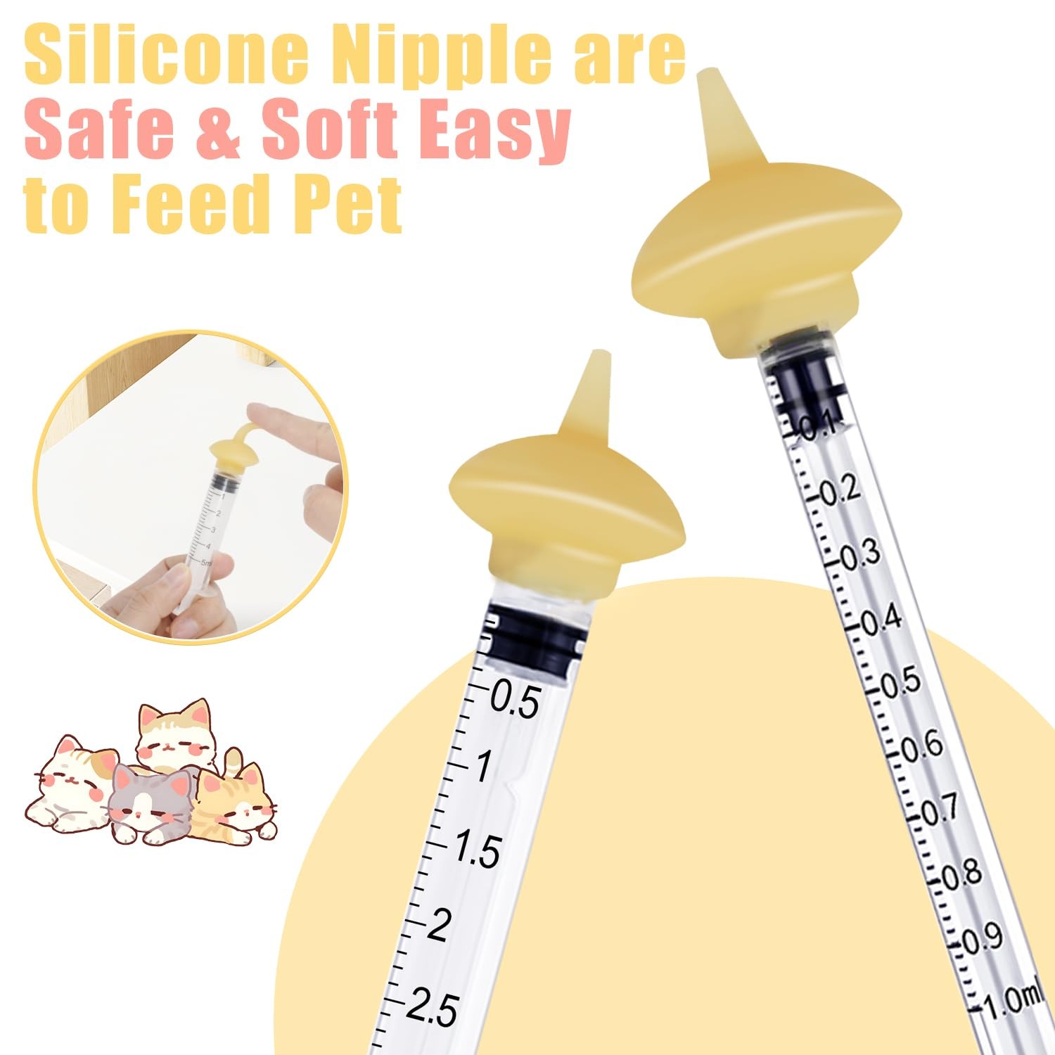 Xuanda Mini Pet Feeding Bottle and Syringes with Nipples for model4, white
