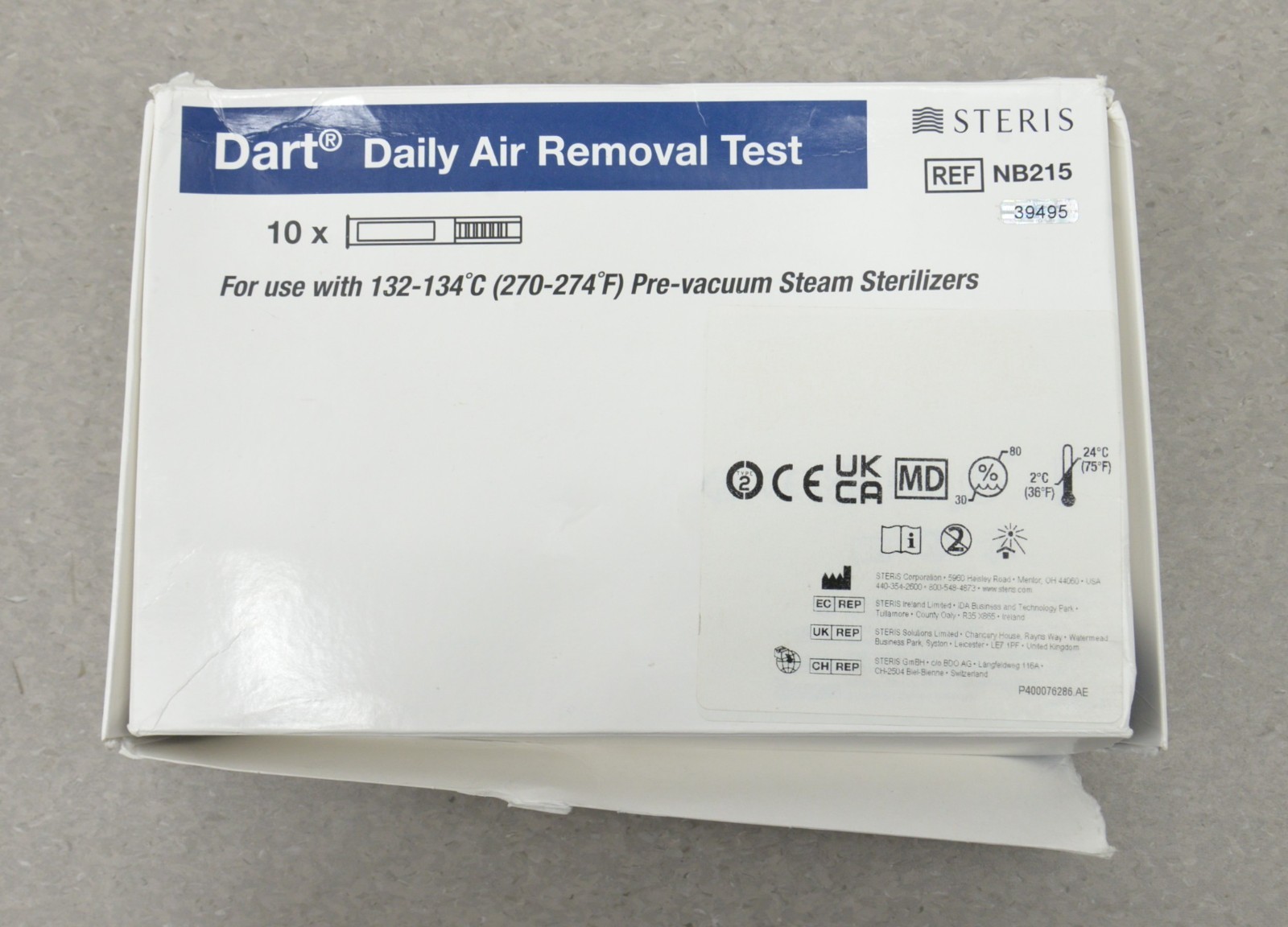 Steris NB215 Dart Daily Air Removal Test Box of 10 EXP. 2026