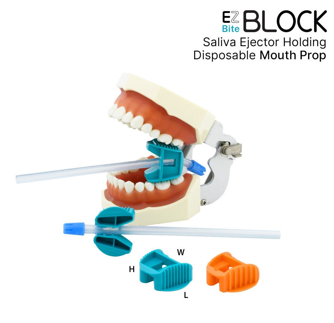 50 pcs EZ Bite Block Saliva Ejector Holding Disposable Mouth Prop Dental