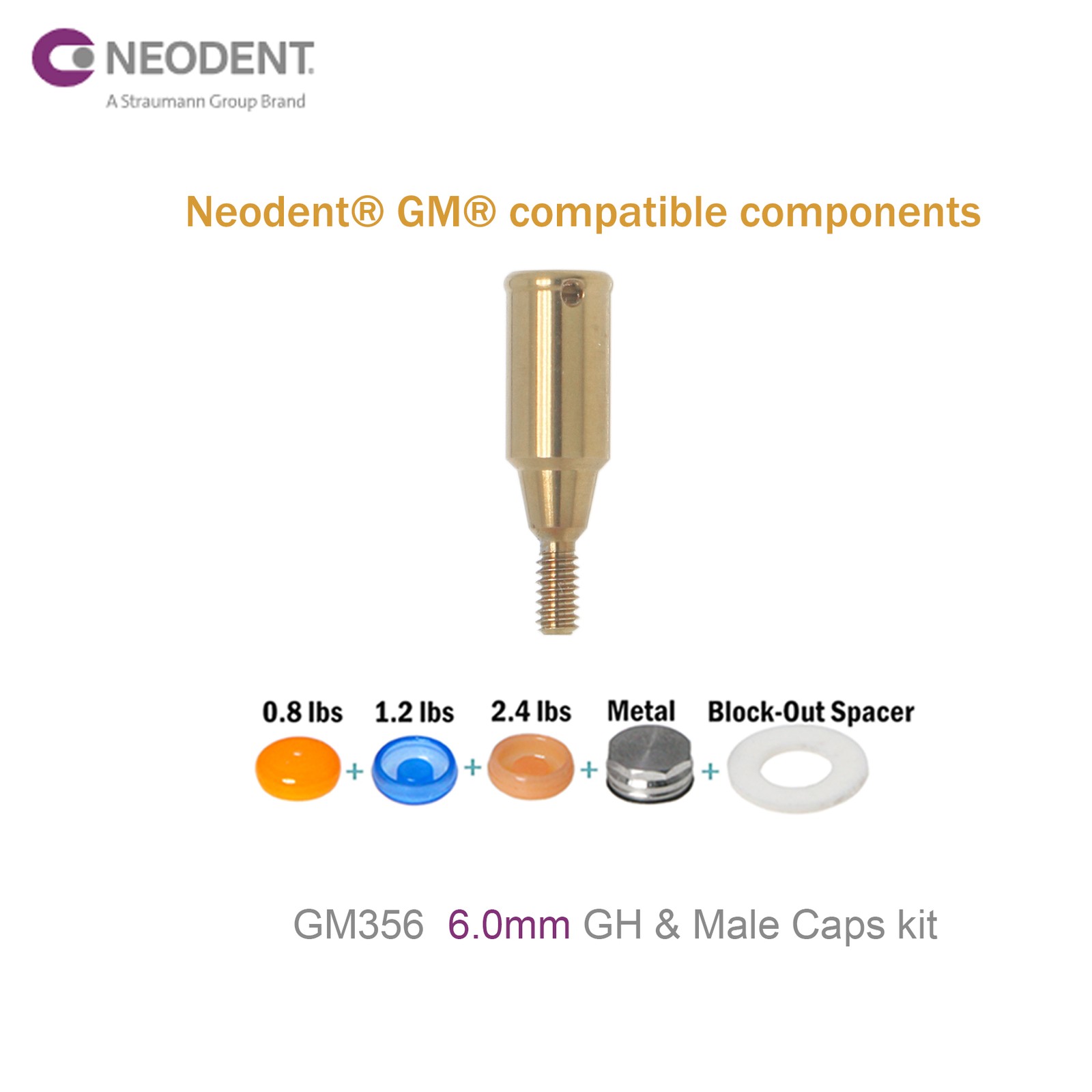 Locator Overdenture Abutment & Male Caps Kit for Neodent GRAND MORSE GM Tools