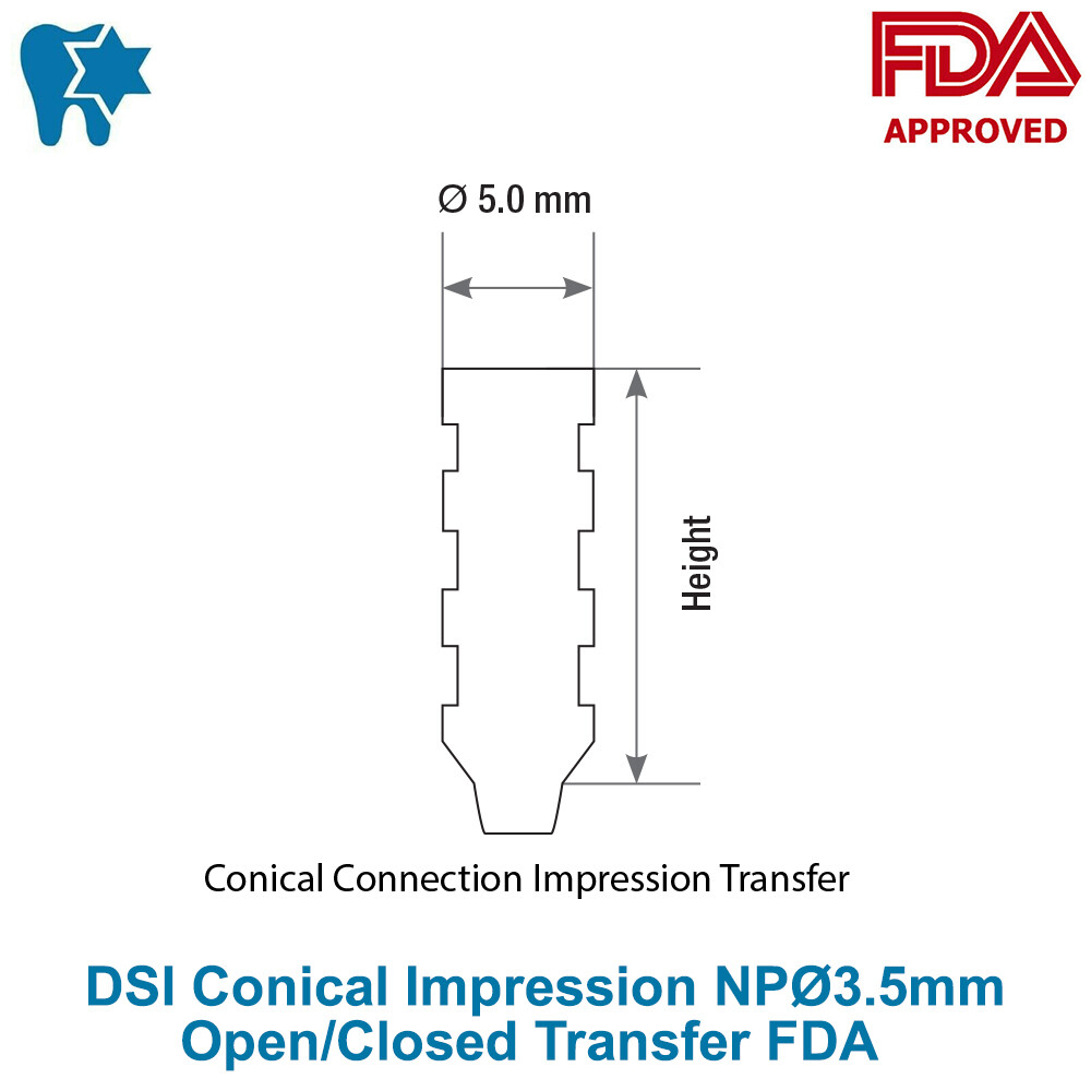 10x DSI Dental Conical Impression Narrow Platform NP Ø3.5mm Open Closed Transfer