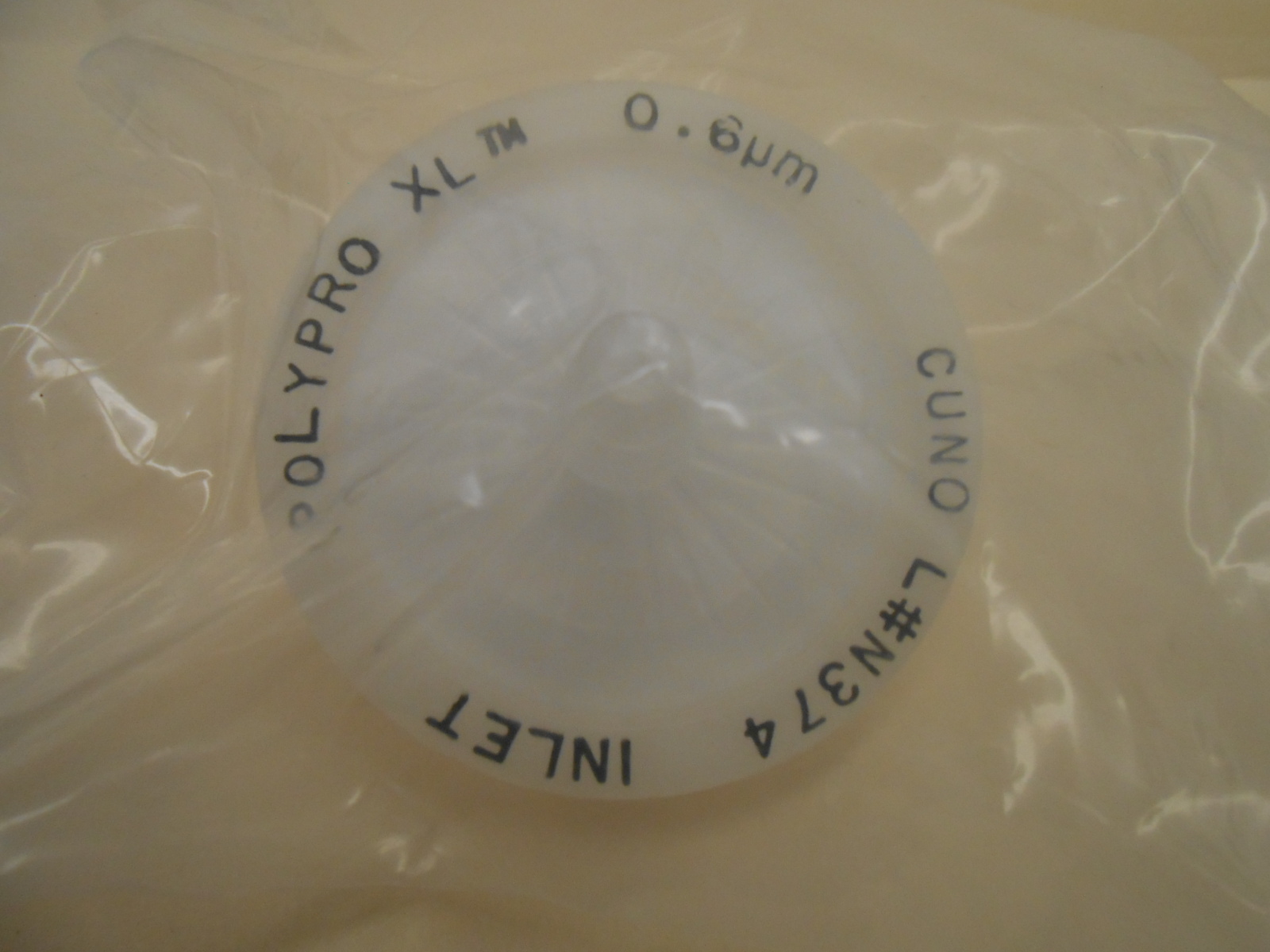 50mm CUNO L#N374 POLYPRO XL FILTER CAPSULE 0.6µm PORE SIZE 3 SERRATION HOSE BARB