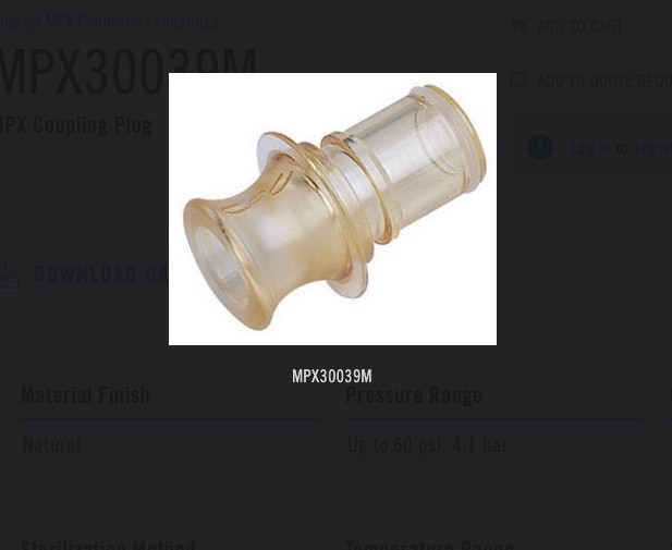 New (5/Pk) FOXX CPC Polystyrene MPX Coupling Plug Connector w/O-Ring MPX30039M