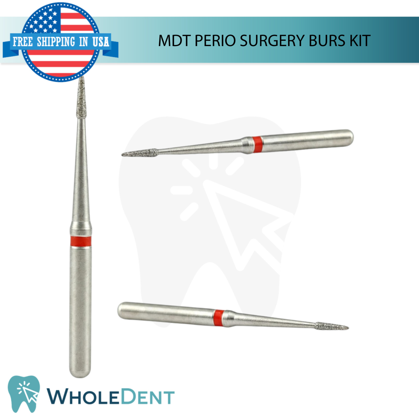 MDT Perio Dental Burs Kit 13Pc Stainless Steel Diamond Coated B0ne Shaping Tool
