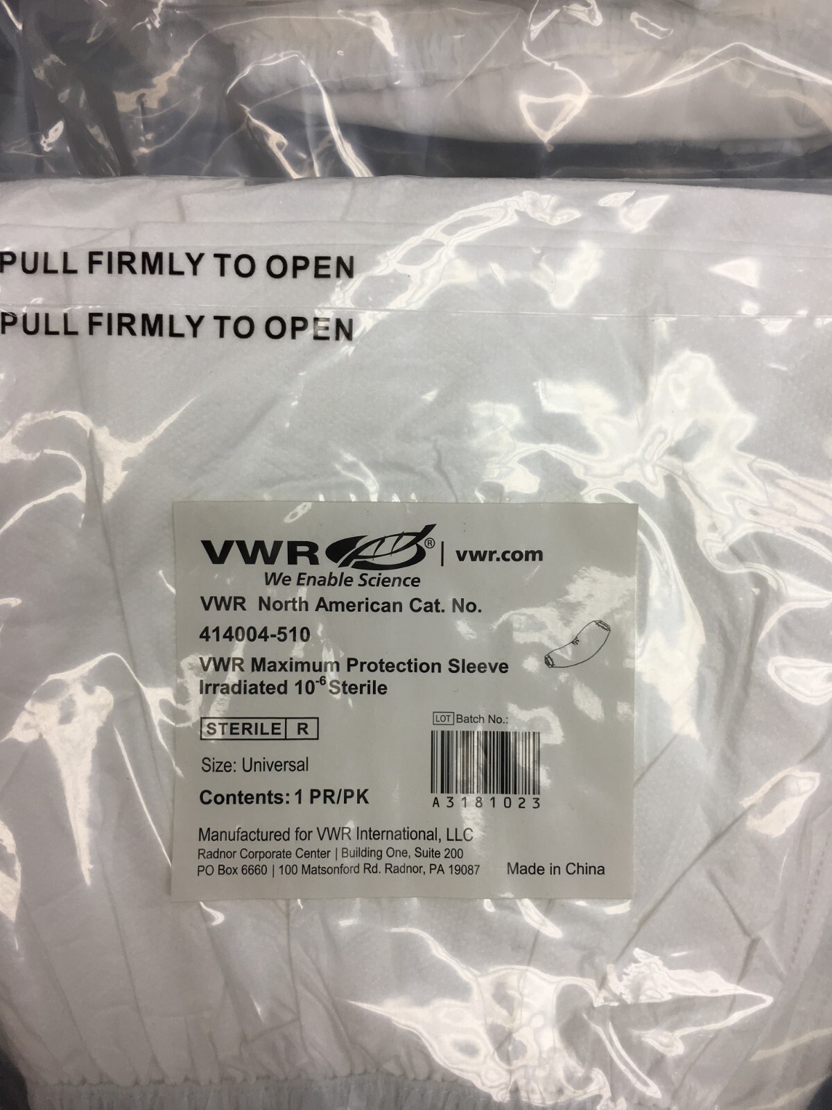 VWR Cat No 414004-510 Maximum Protective Sleeve Irradiated 10 Lot 10 Packs