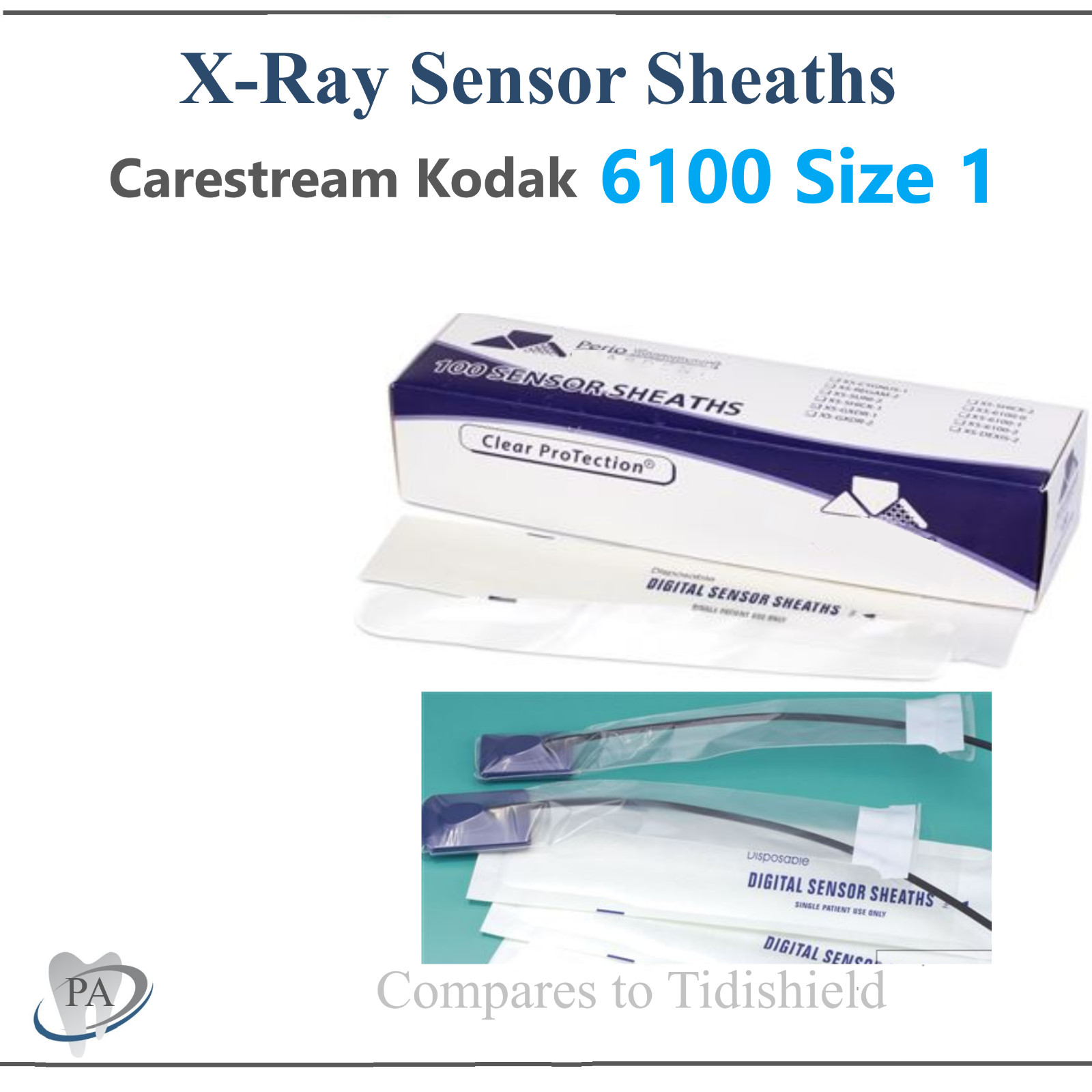 Dental X-Ray Sensor Sheaths Sensor Covers for Carestream Kodak 6100 Size 1 100Bx