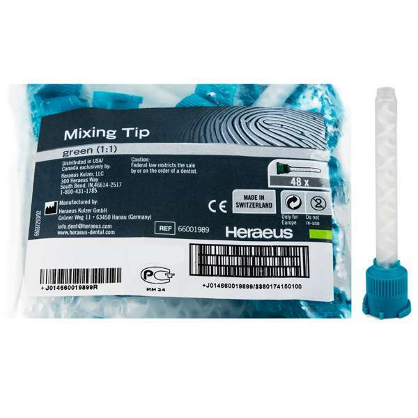 Heraeus Kulzer Mixing Tips – 6.5 mm (Green), 48 Pack. #66001989