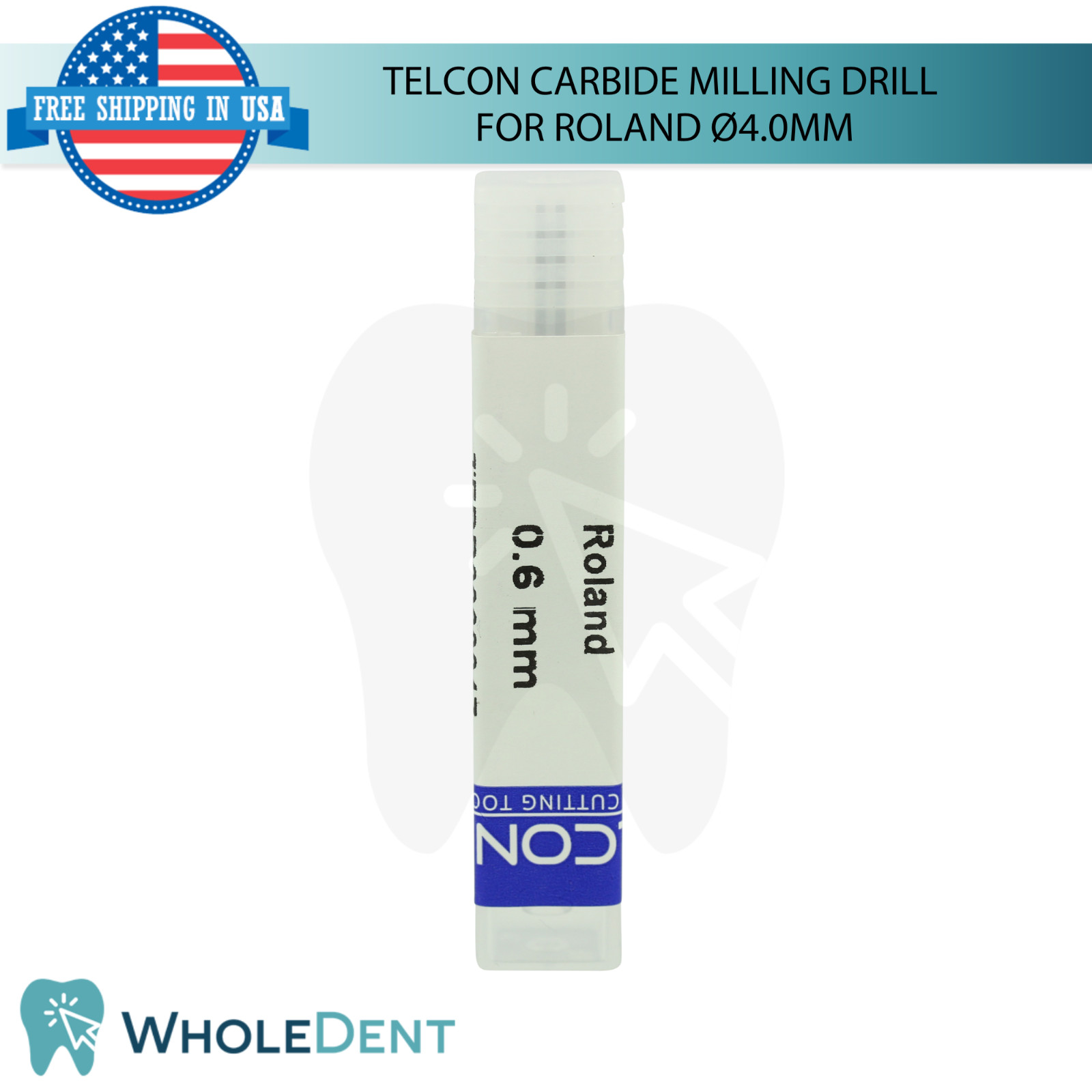 Dental Telcon Carbide Milling Drill Compatible with Roland L50mm Ø4.0mm Tool
