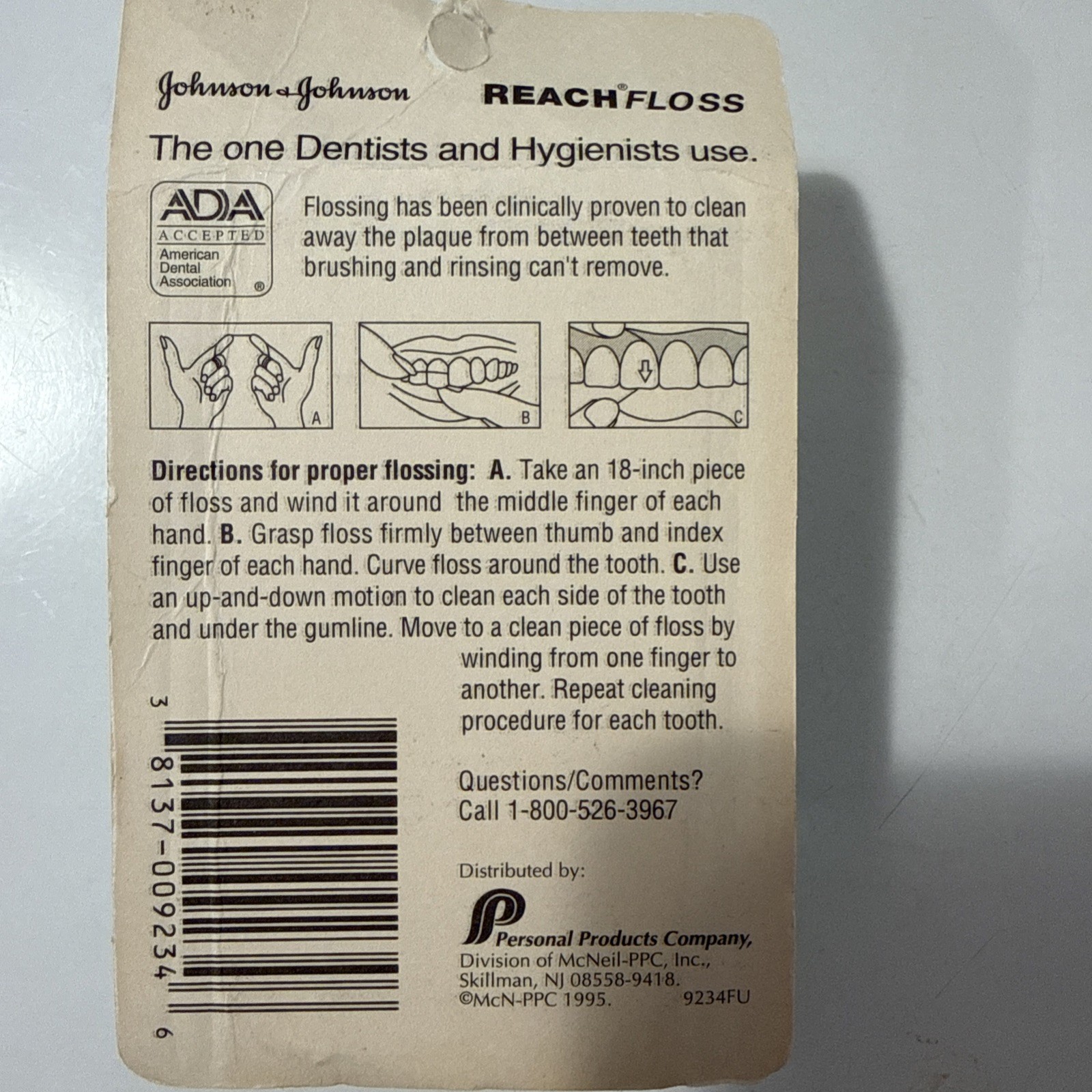 Johnson & Johnson Reach Dental Floss Waxed Mint, 200 yards spool & Dispenser