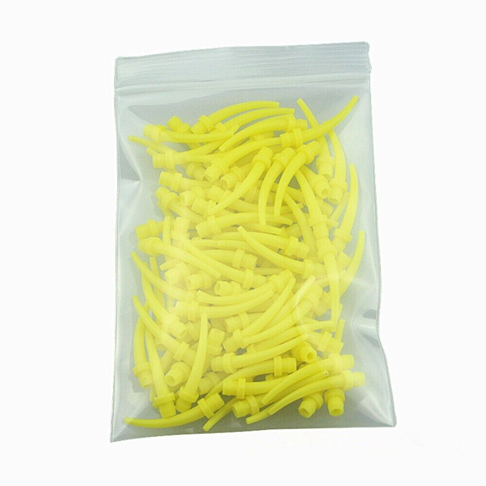 500Pcs Dental Disposable Impression Mixing Tips Intra Oral Syringe Yellow Nozzle