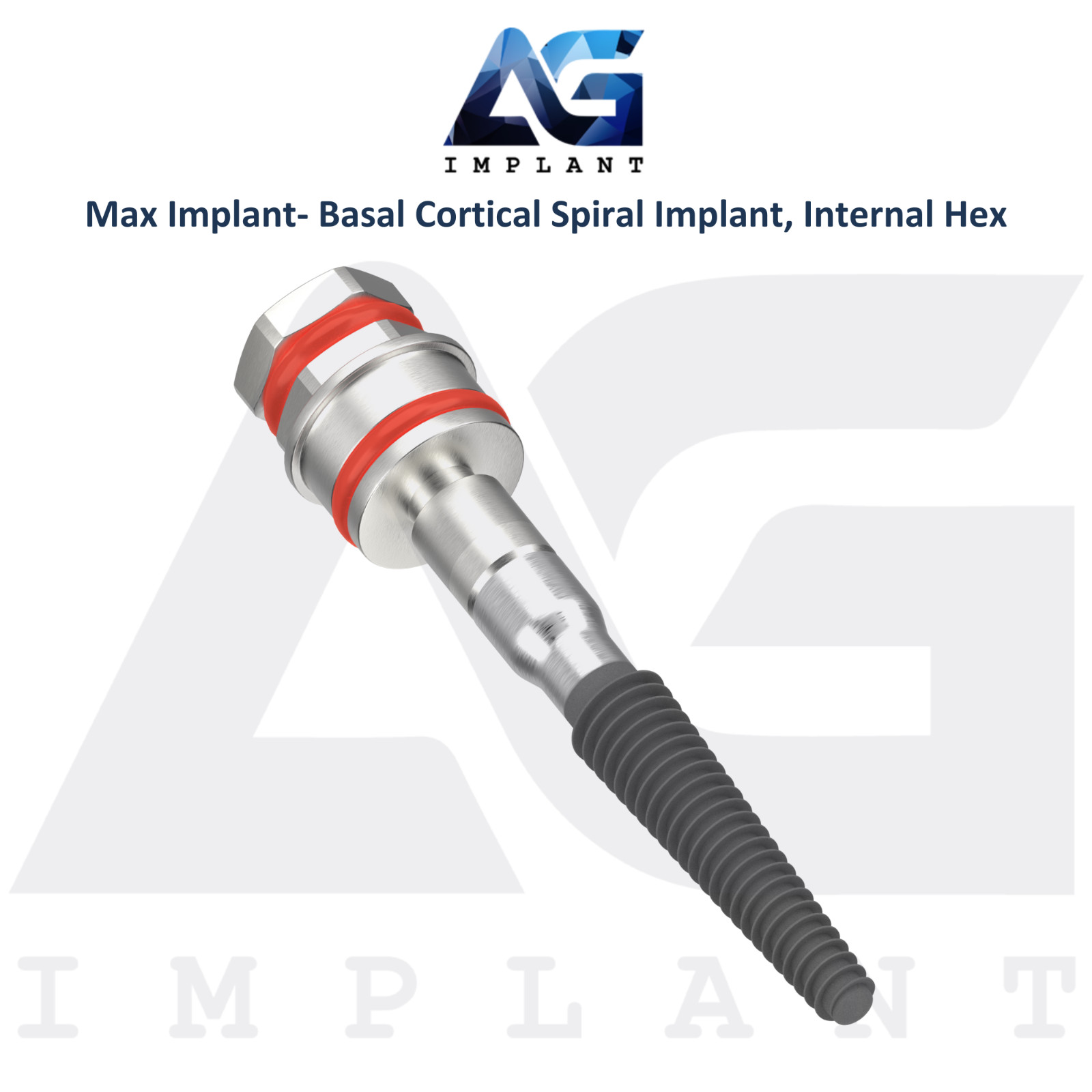 Dental MAX Basal/Cortical Titanium Spiral Fixtures Int Hex 2.42mm System