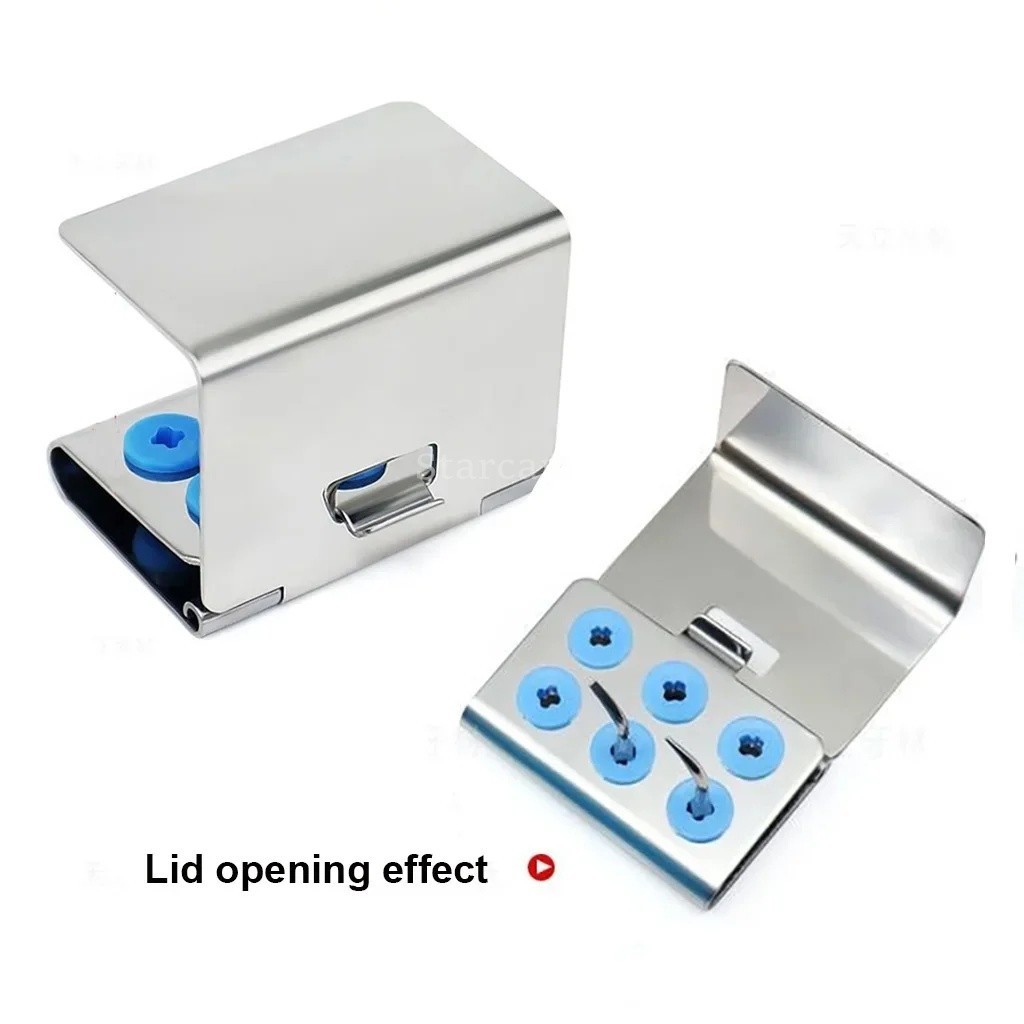 Dental Scaler Tip Holder Burs Stand Holder Block Case Steel Box Storage 6/30Hole