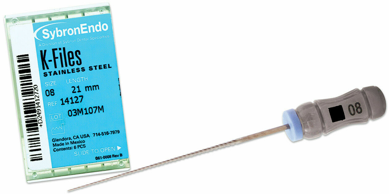 Kerr Sybron Endo Dental 21mm Stainless Steel K-files 6-file per box all size
