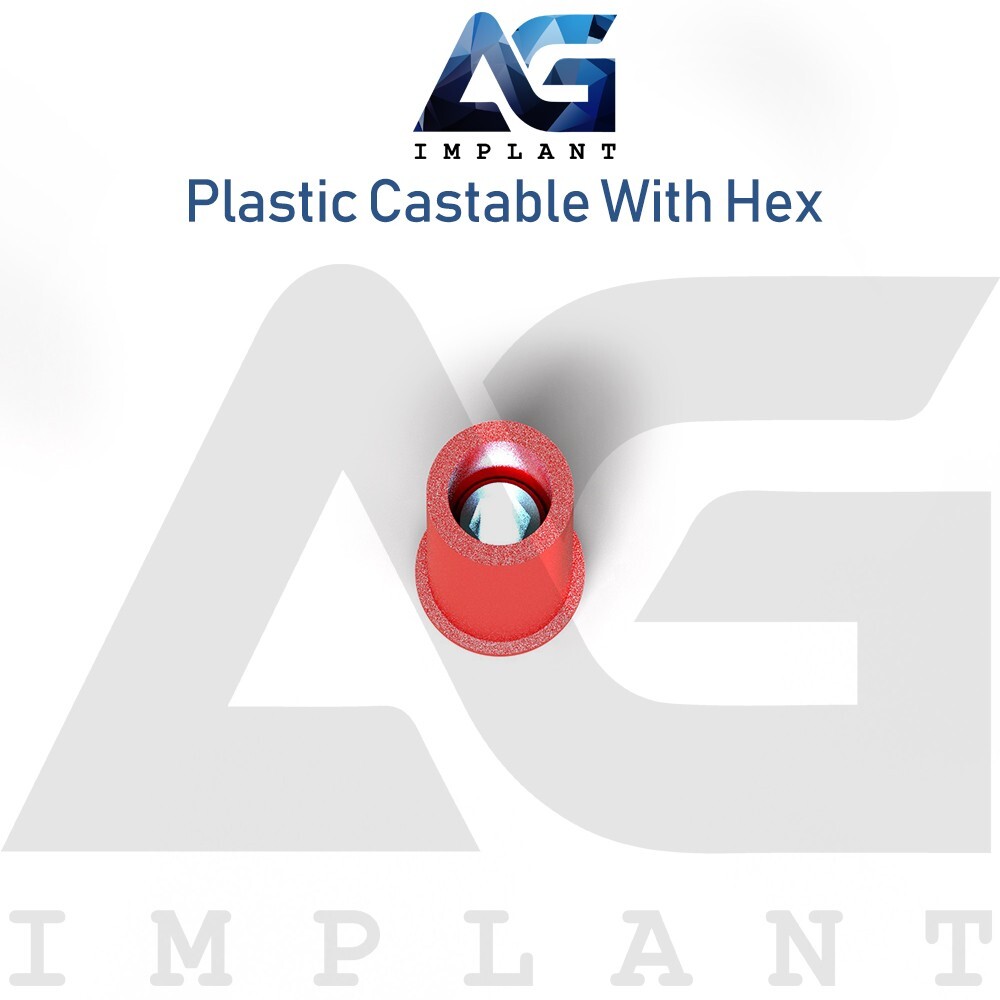 50 Plastic Castable Prosthetic With Hex Hexagon 2.42mm Dental Technicians