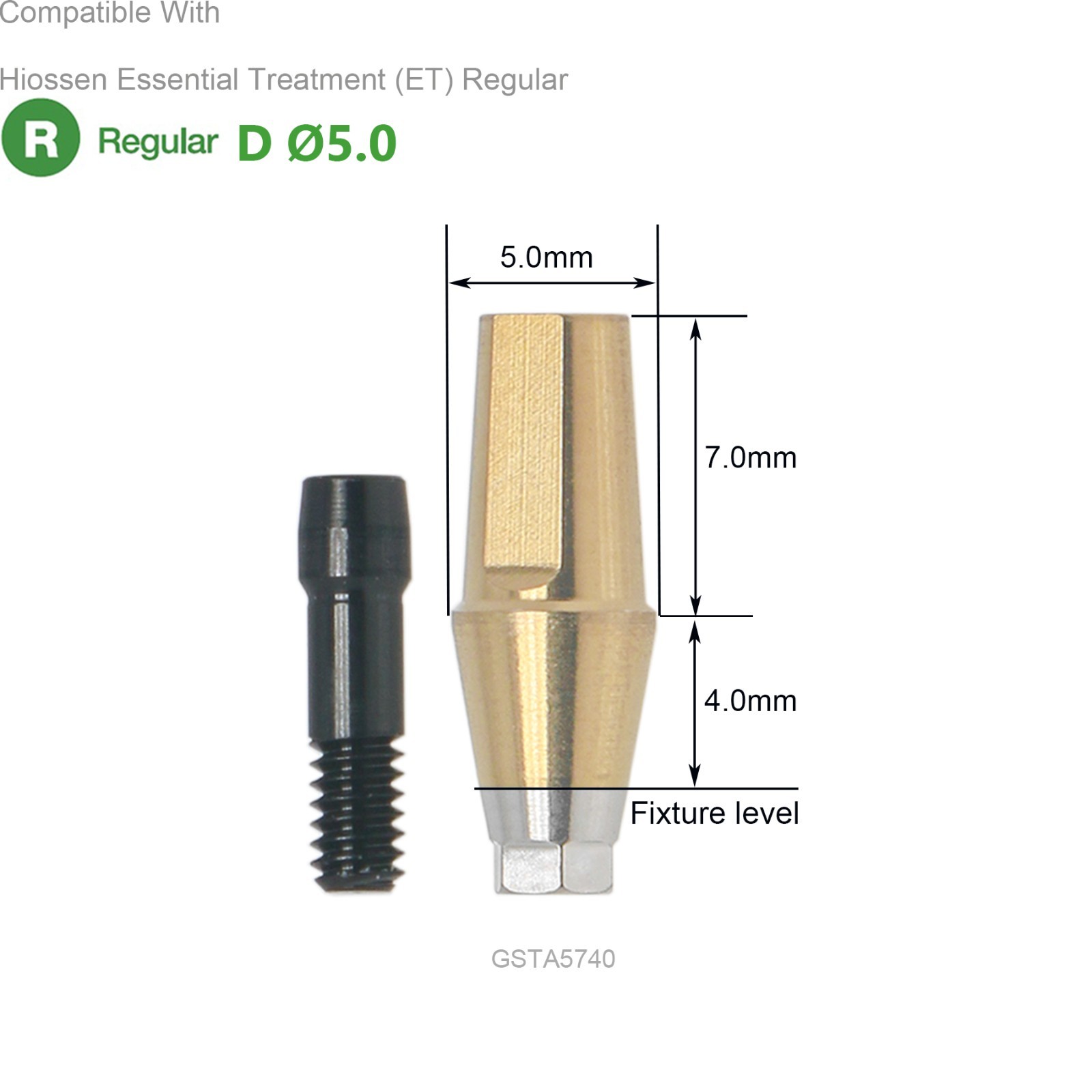 US Implant Hex Transfer Abutment Regular Straight Fit Osstem Hiossen TS D Ø5.0