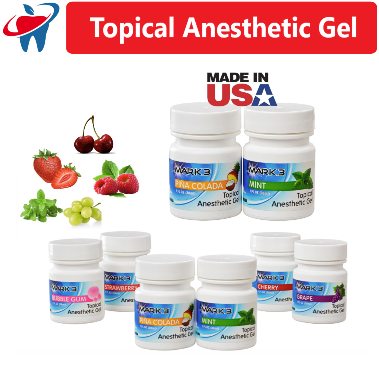 2/Pk Dental Topical Anesthetic Gel 20% 1oz Jar, Made in USA Exp 09/27