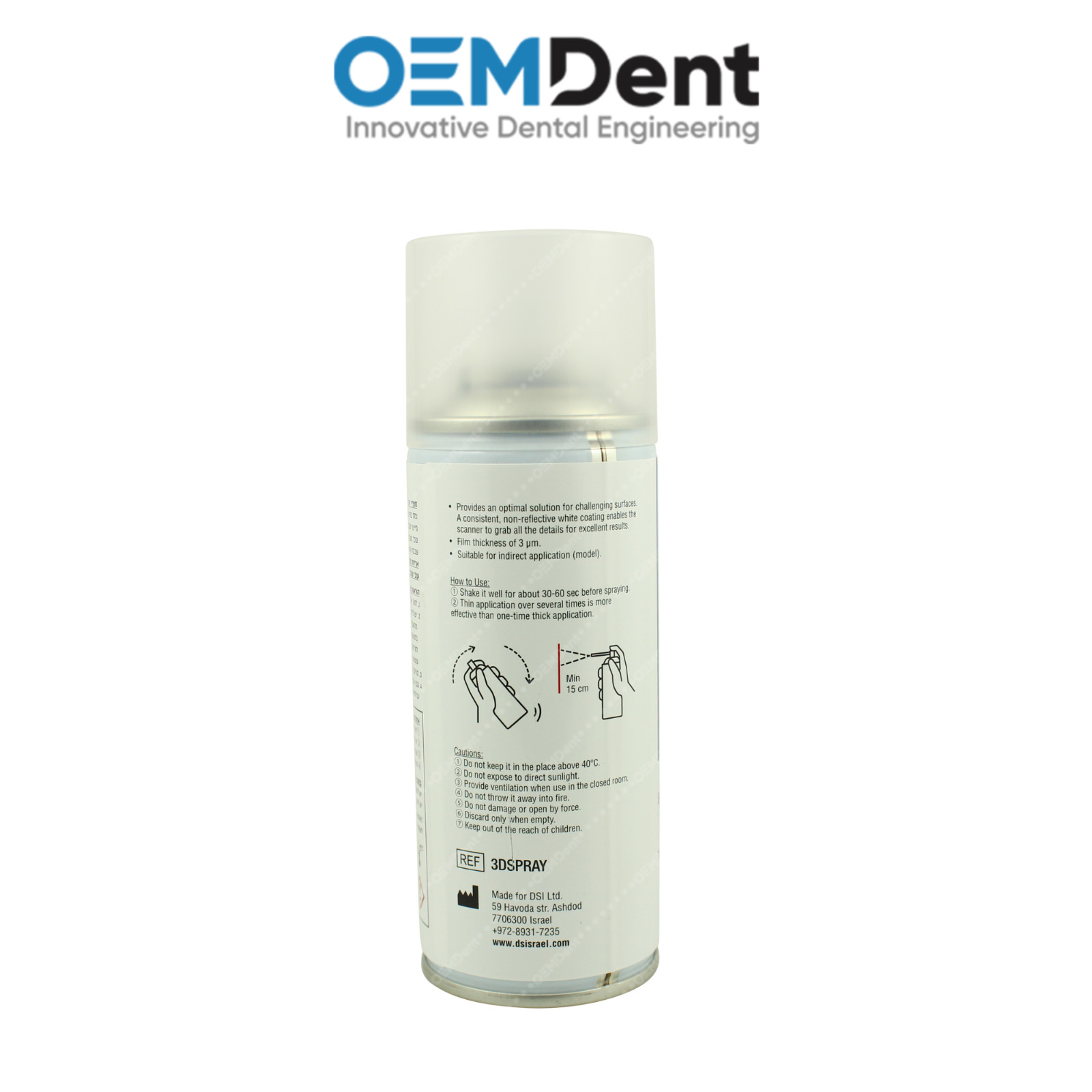 Dental 3D Extra-Oral Scanning Spray 250ml Non-Reflective Coating CAD/CAM