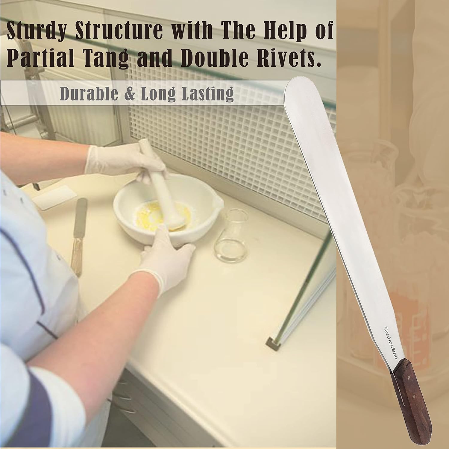 17.25″ Dental Plaster Lab Spatula Alginate Mixing Gypsum 12″ Blade Wooden Handle