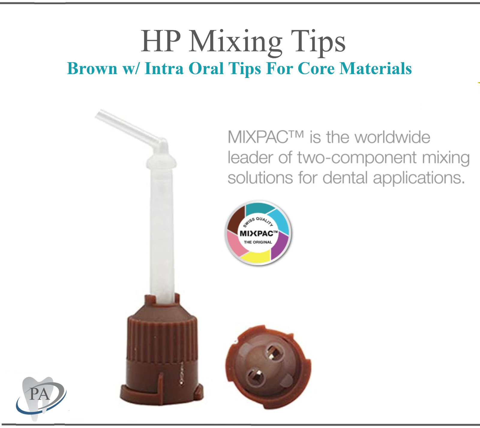 Dental HP Brown Mixing Tips for Core Material with Fine Intra-Oral Tip, Original