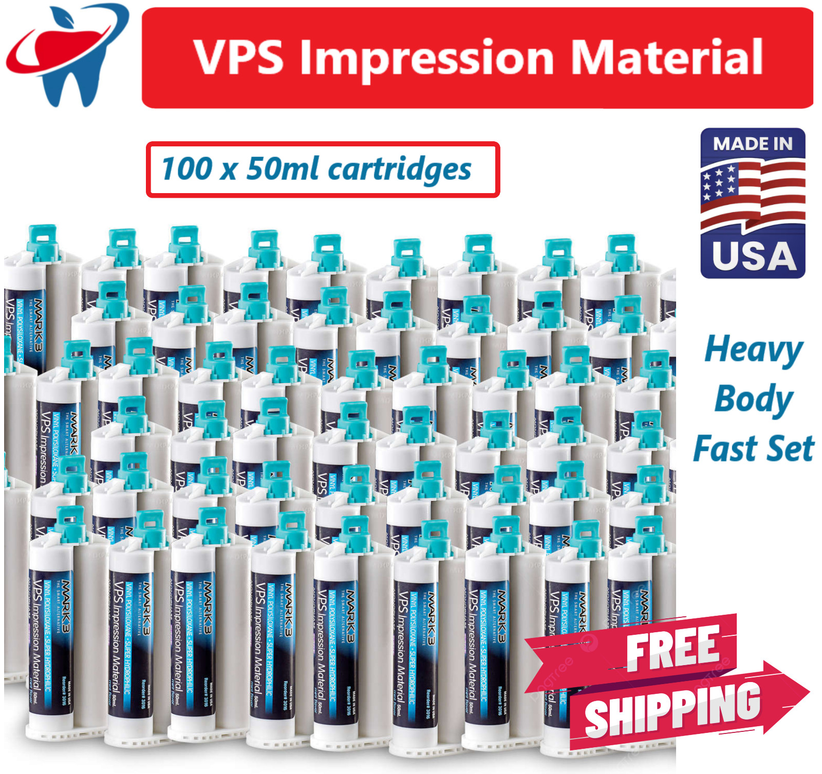 Heavy Body FAST Set, Dental Impression Material, VPS PVS, 100 x 50ml /Bx, MARK3