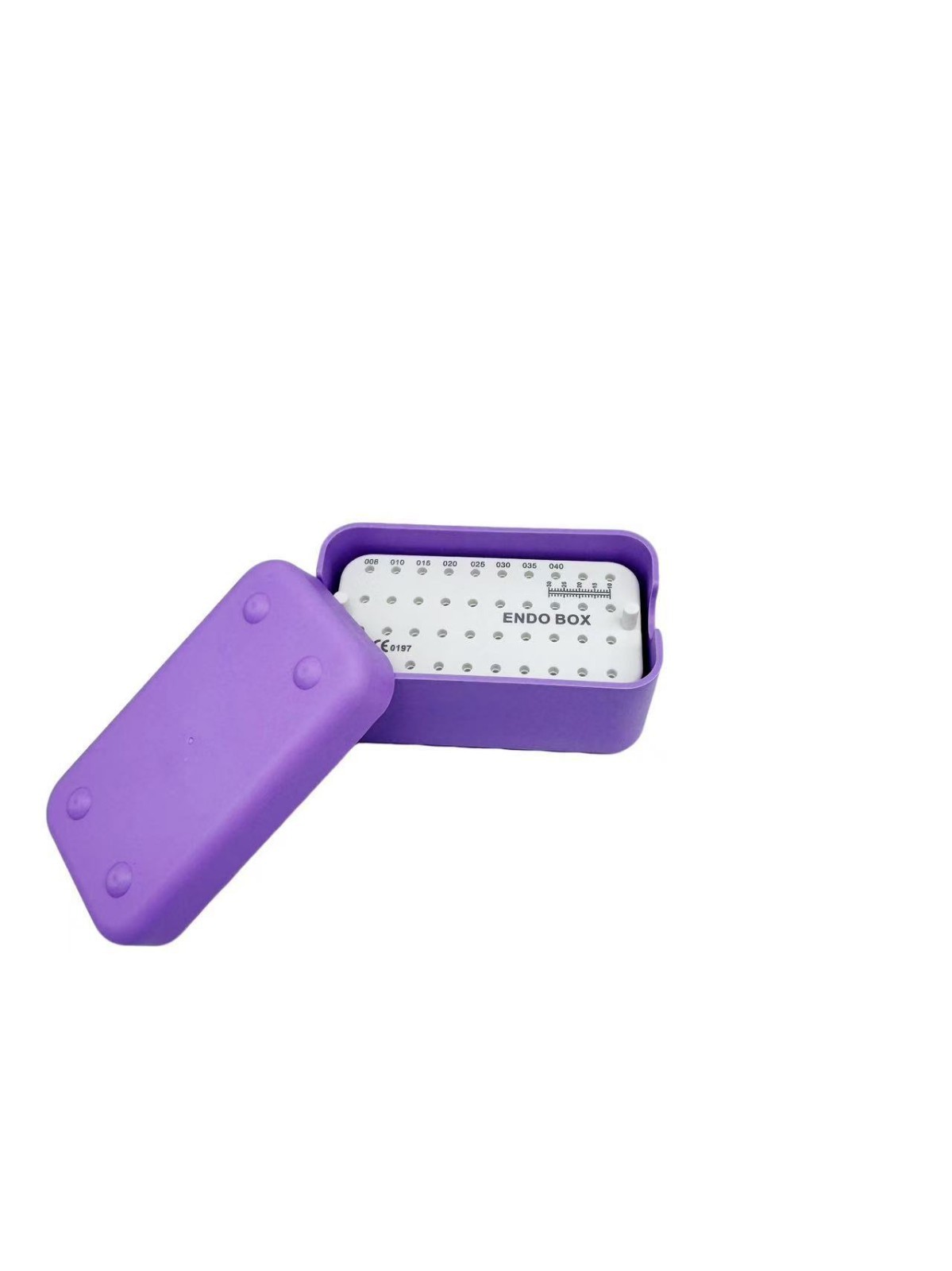 40 Holes Dental Endo Files Bur holder Sterilization Box With Ruler Autoclave